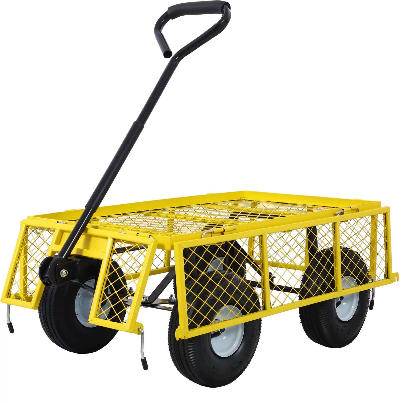 500 Lbs Capacity Steel Garden Cart Heavy Duty Utility Wagon with Removable Sides Flexible Handle Steel Wagon for Garden Farm Yard, 34