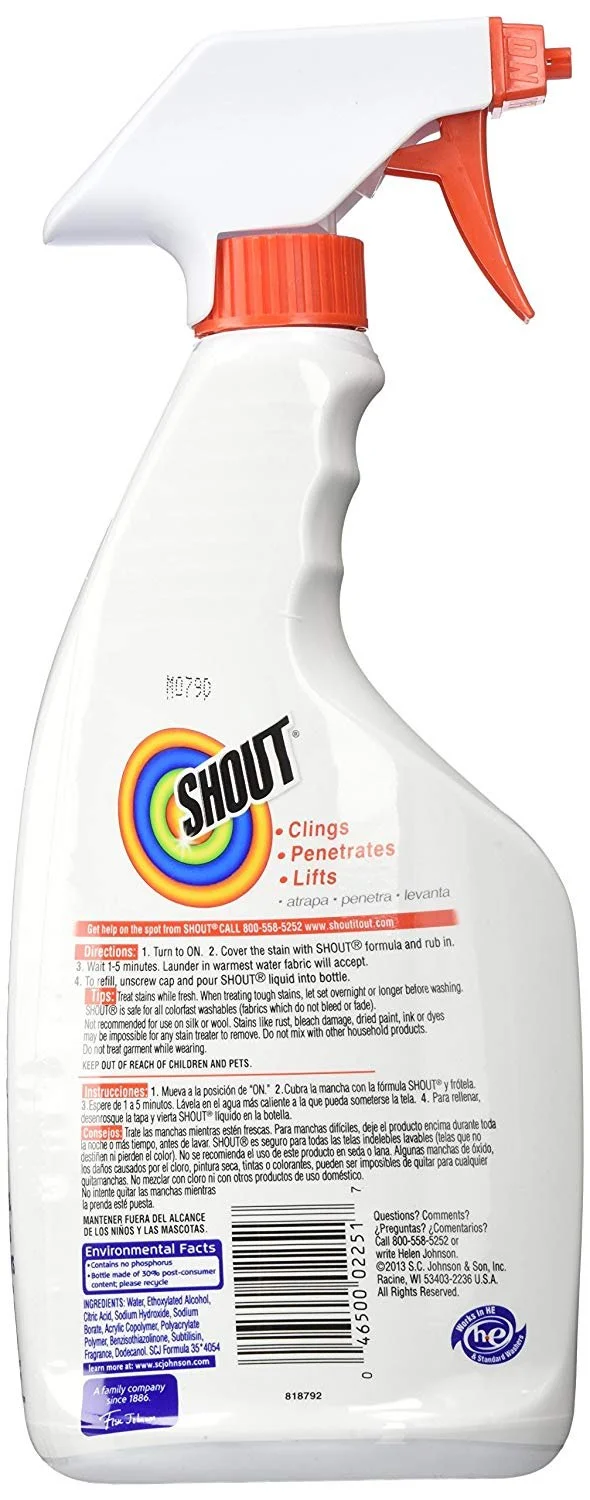 Shout Triple-Acting Laundry Stain Remover Spray, 22 fl oz