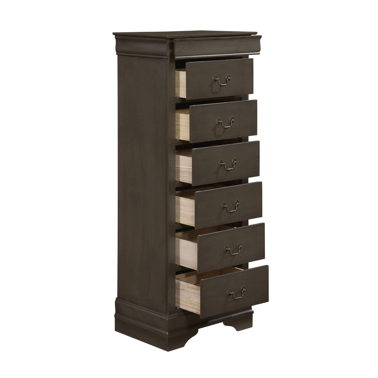 Traditional Design Louis Phillippe Style 1pc Lingerie Chest of 7x Drawers Gray Finish Hidden Drawers Wooden Furniture