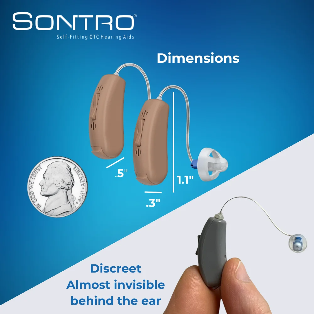 Sontro Self-Fitting OTC Hearing Aids, Model AI-S, Beige