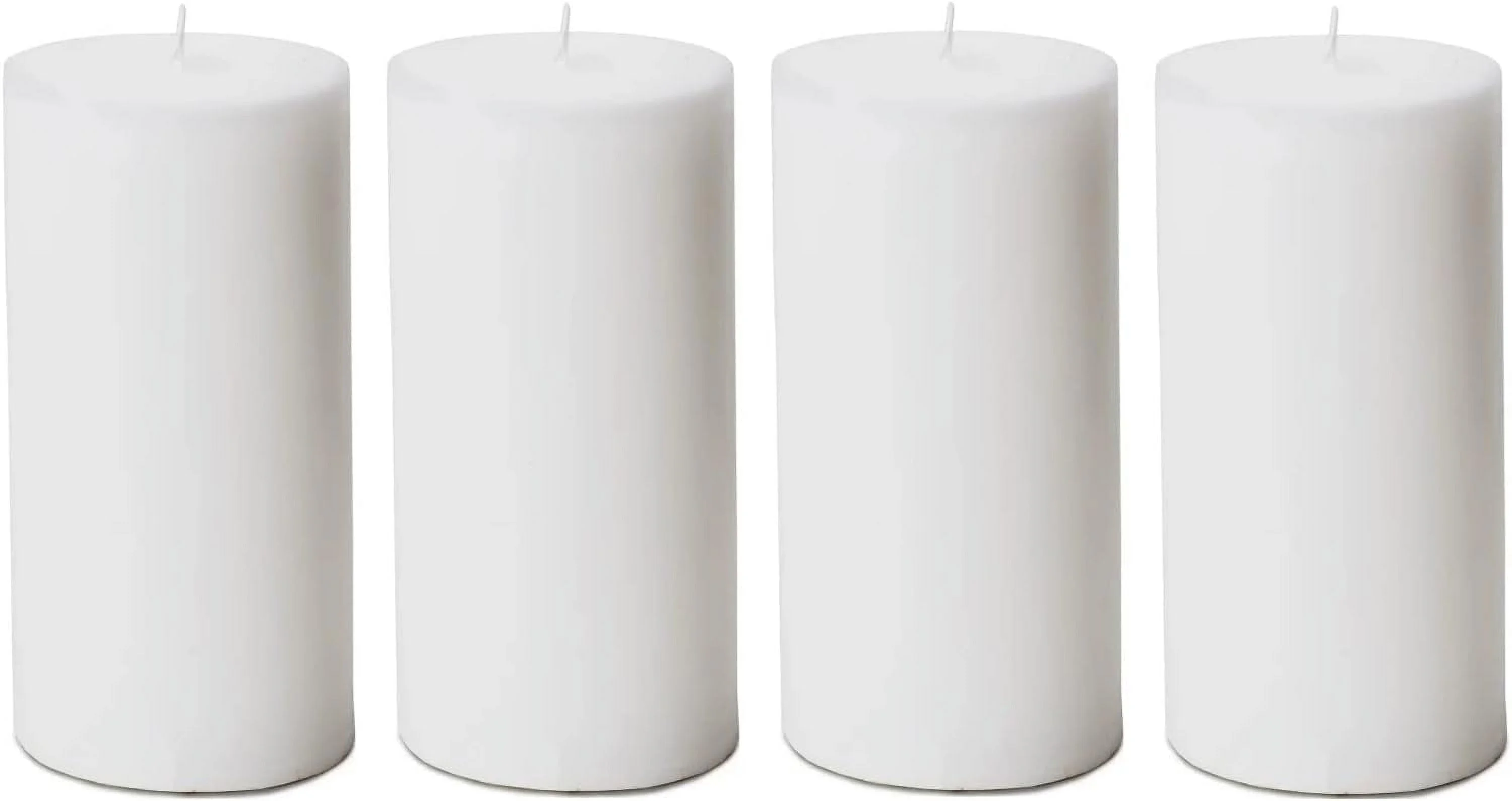 Set Of 4 White Pillar Candles For Wedding, Birthday, Holiday & Home Decoration, 3