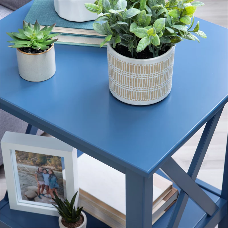 Linon Dalton Wood End Table in Navy Blue