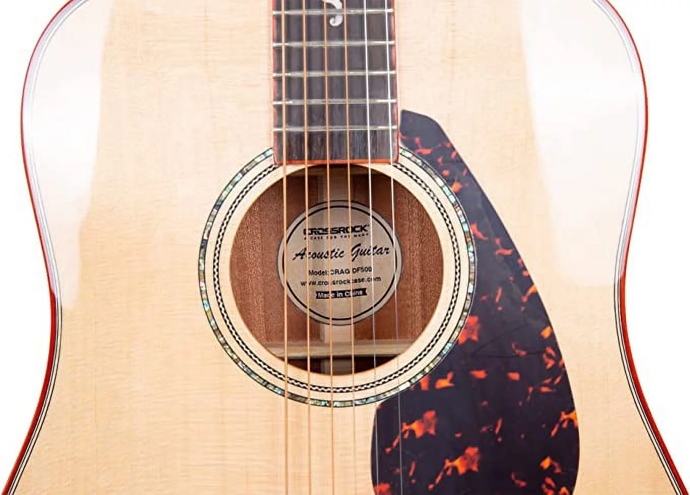 Crossrock 6 String Acoustic, Premium Spruce Solid Top Dreadnought Guitar with Deluxe Brown Hard Case(CRAG-DF500BR), Right, Bundle