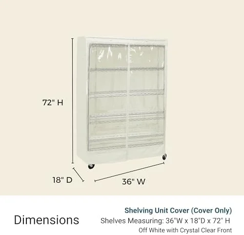 GVJMTKP Premium Clear Front Wire  Cover Off  - Heavy-Duty  Solution for Wire Shelving Rack (30\u201DWx24\u201DDx72\u201DH) - Waterproof PVC  Water/Dust Resistant Fabric  Multi Zipper