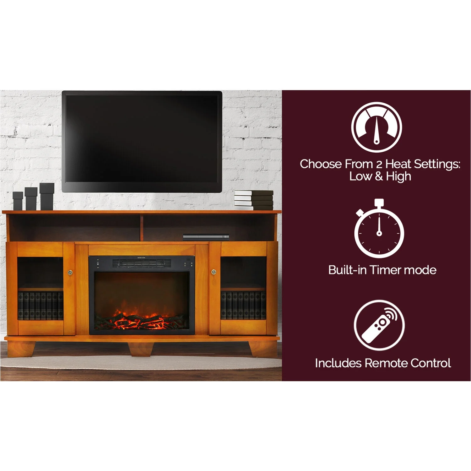 Cambridge Savona Electric Fireplace Heater with 59