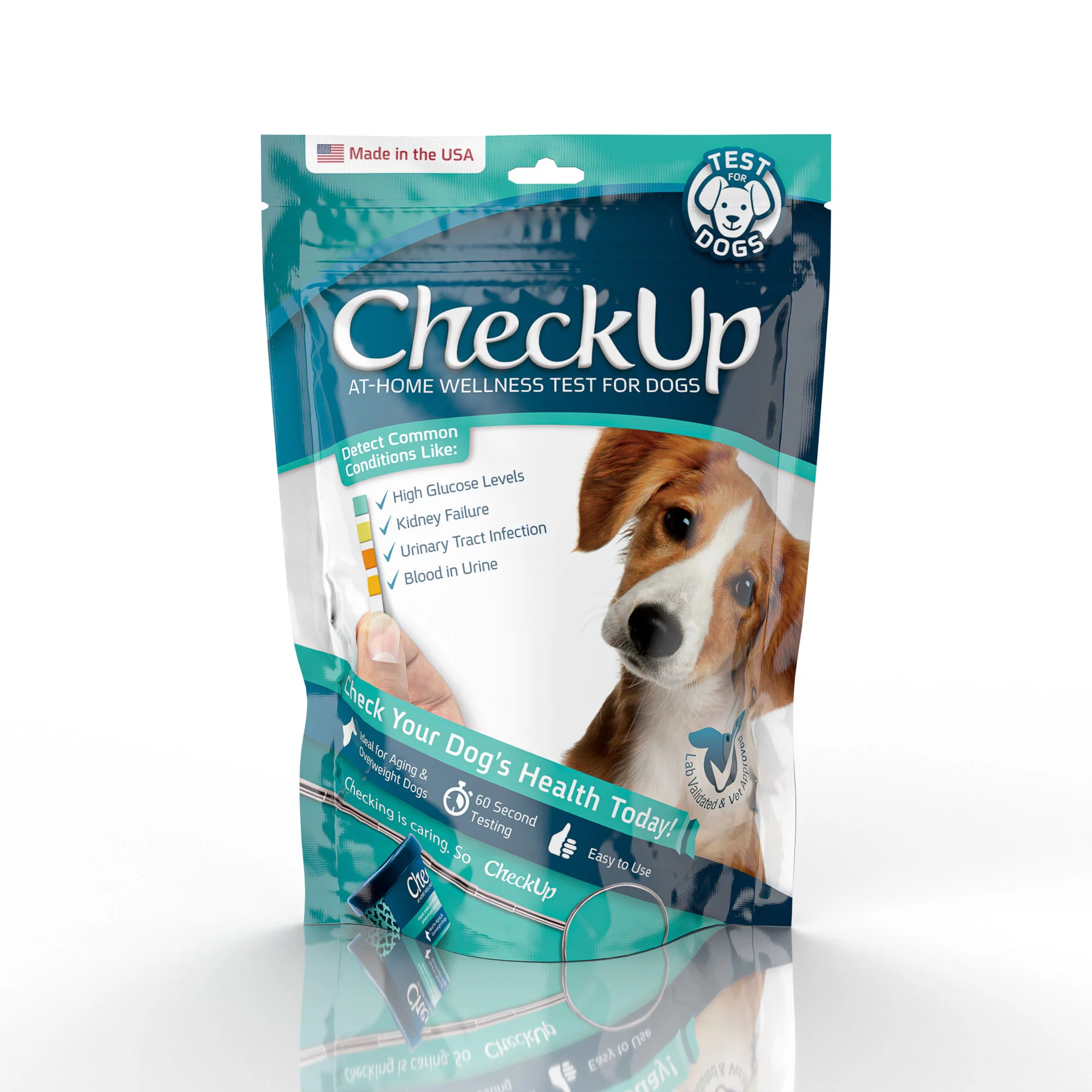 CheckUp at Home Wellness Test for DOGS - Urine Collection kit and Testing Strips for Detection of Diabetes, Kidney Conditions, UTI and Blood in the Urine