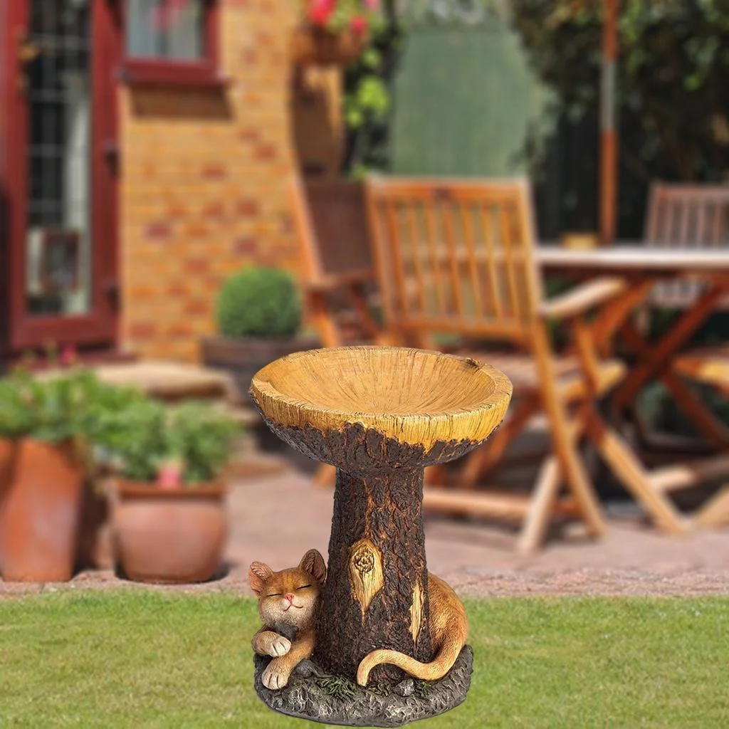 Resin Bird Bath Yard Statue Sculpture Birdbath Stable Countryside Birds