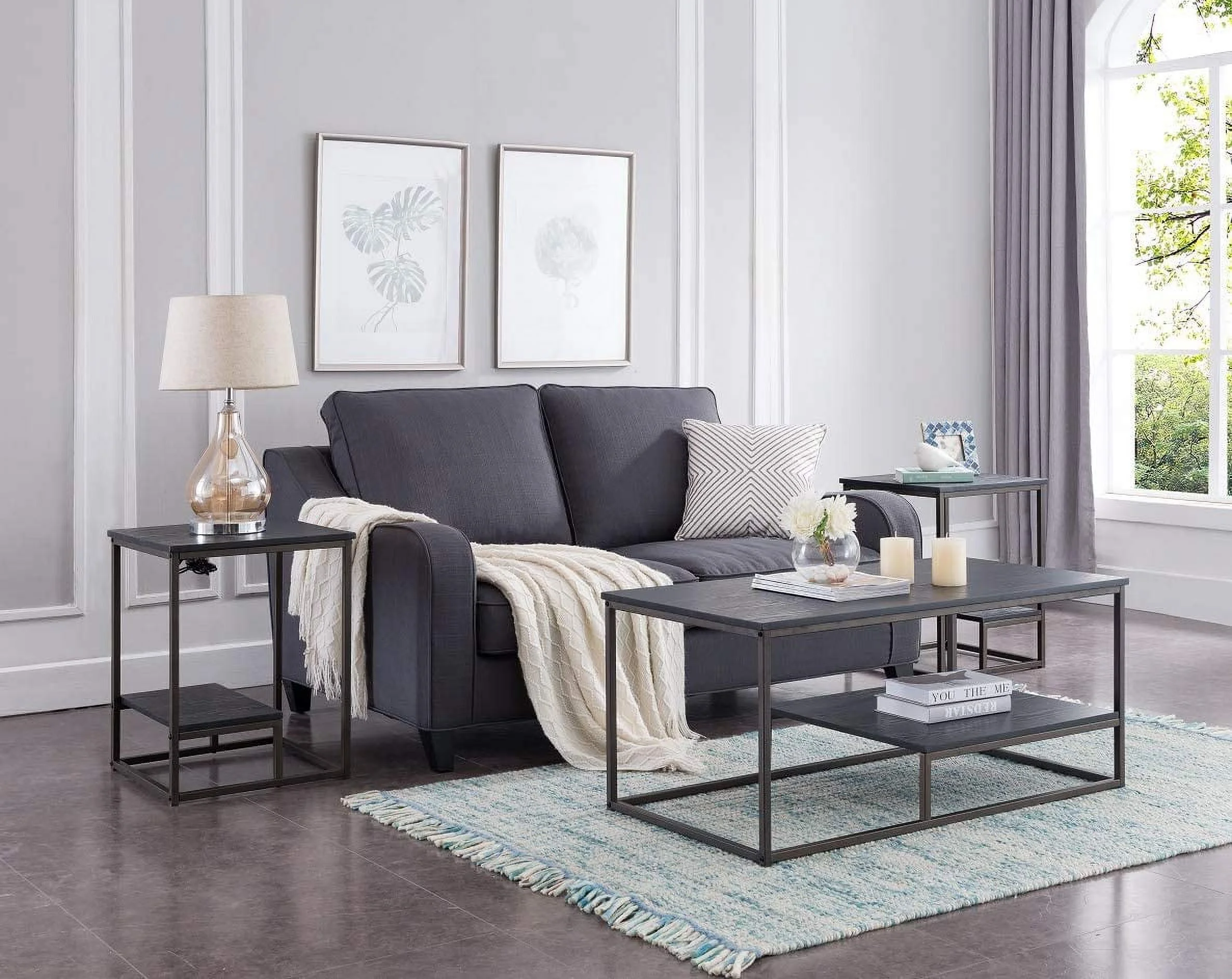 TJUNBOLIFE \u2013 Santan 3-Piece Occasional Table Set  Coffee Table & 2 End Tables