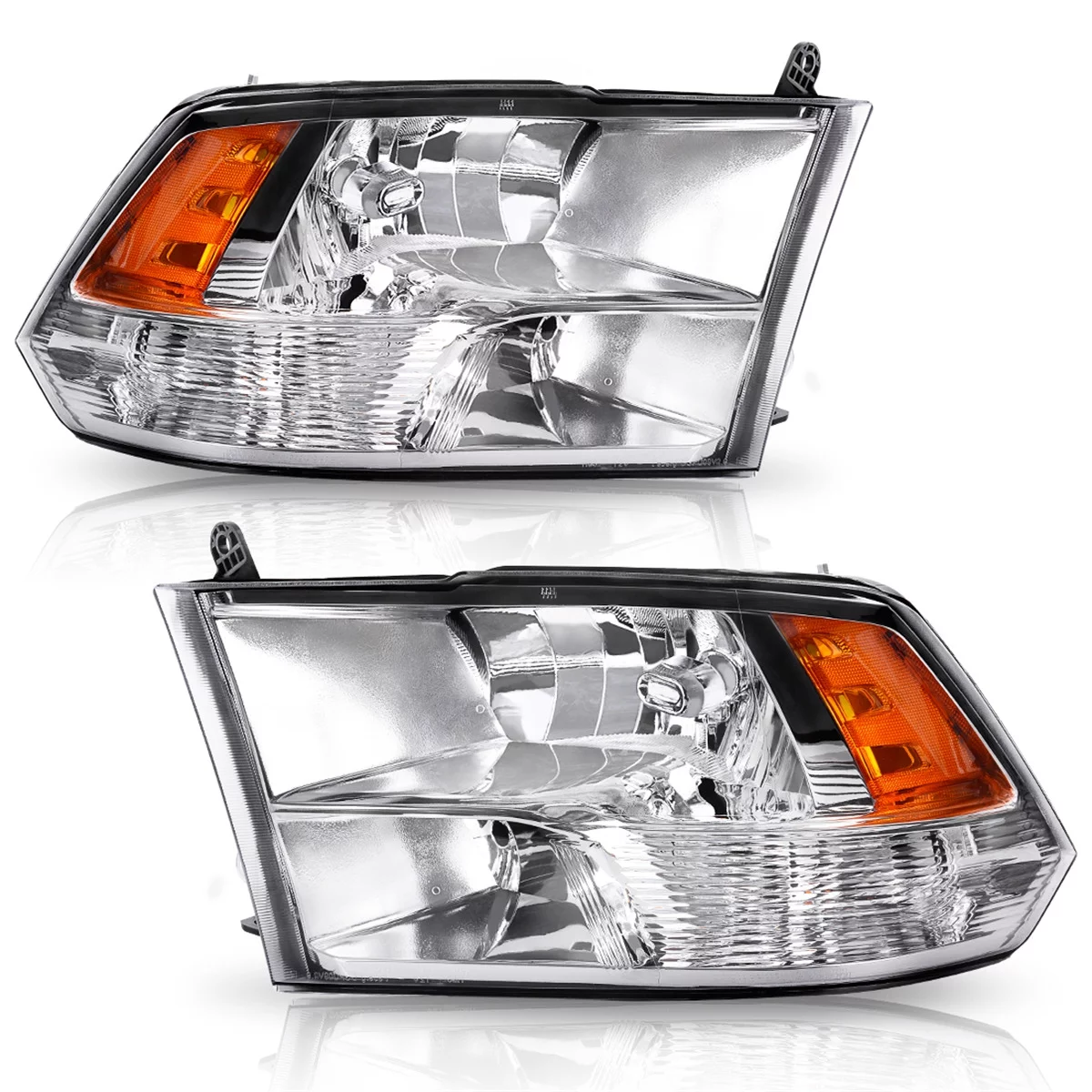 LEDKINGDOMUS Chrome Quad Headlights Fits For 2009-2018 Dodge Ram 1500 2500 3500 lamps 09-18