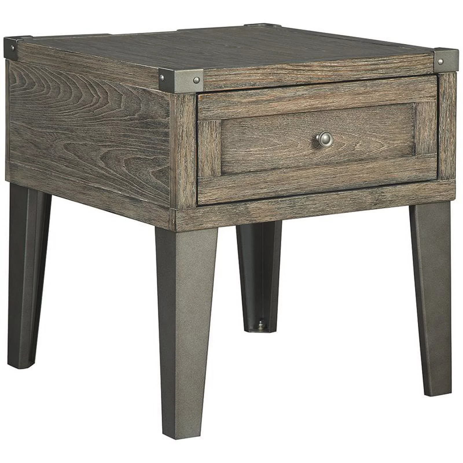 Bowery Hill 1 Drawer End Table in Rustic Brown