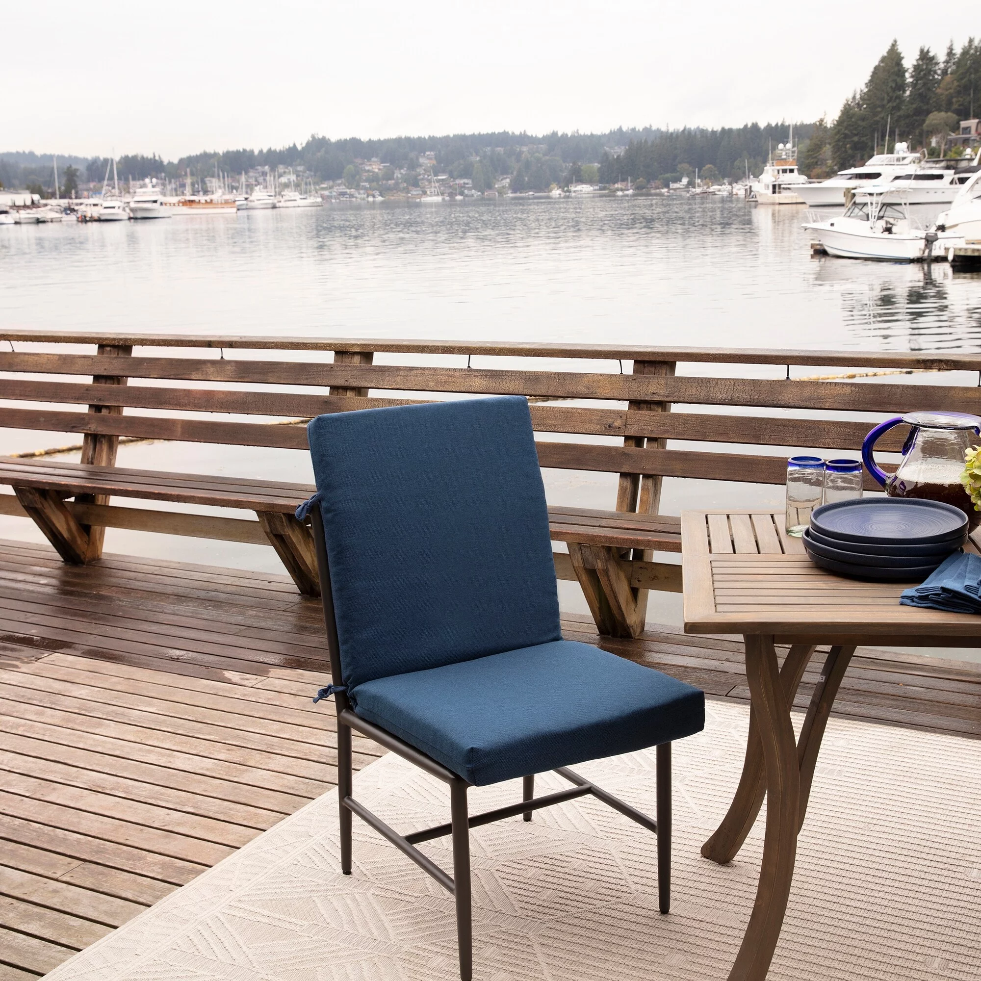 Arden Selections  Oceantex 20 x 20 in Dining Chair Cushion Ink Black 2 Count