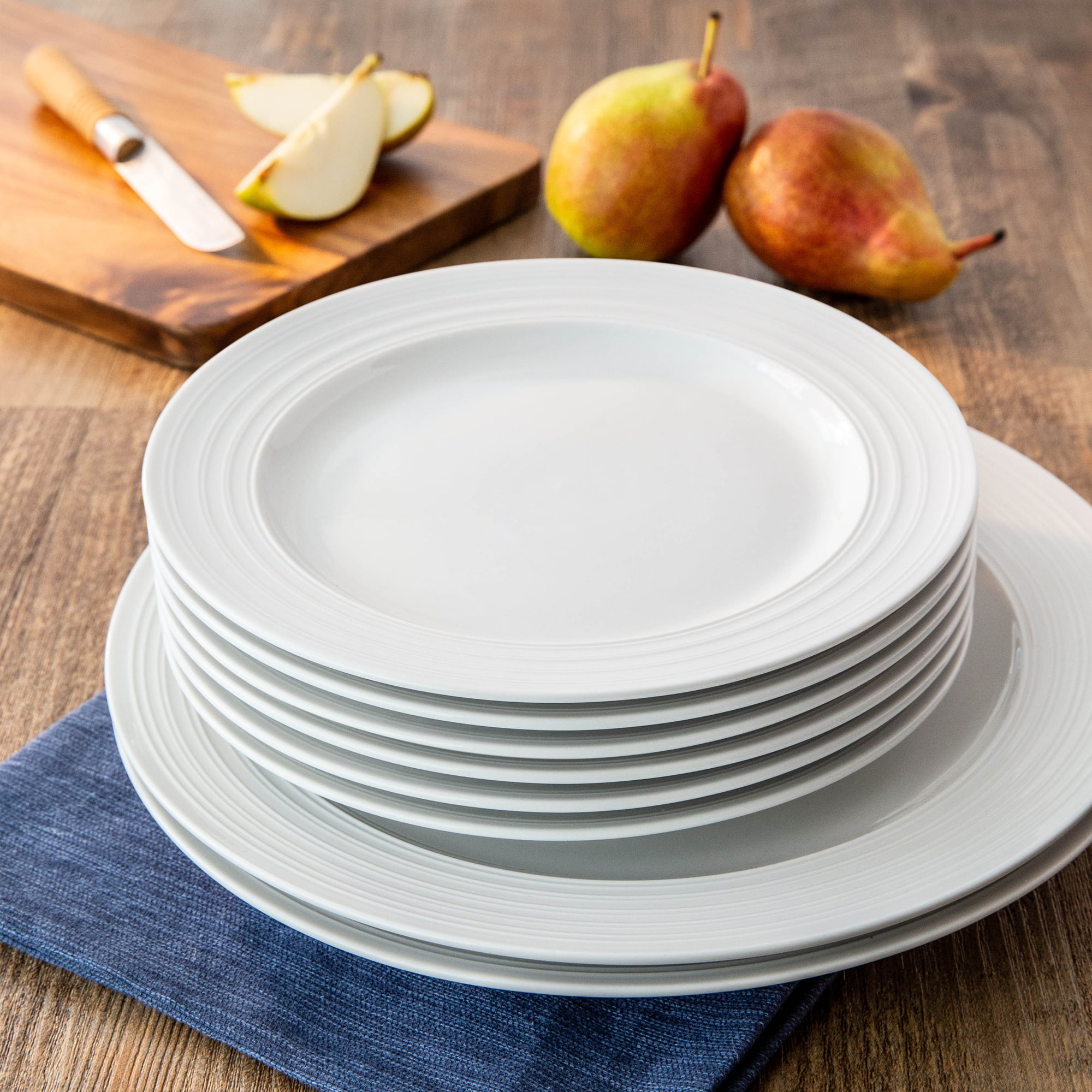 Better Homes & Gardens 16 Piece Anniston Dinnerware Set, White