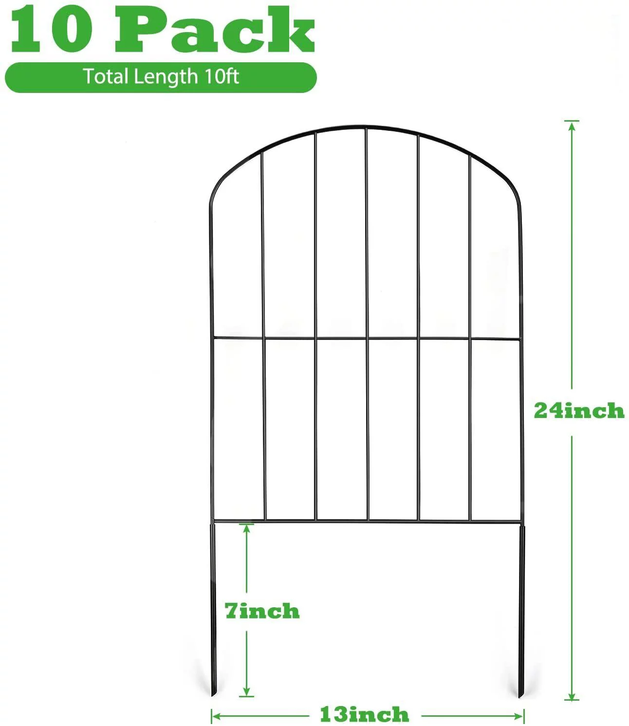 10PCS Arched Fence Rustproof Landscape Barrier Border Patio Garden Decor Black