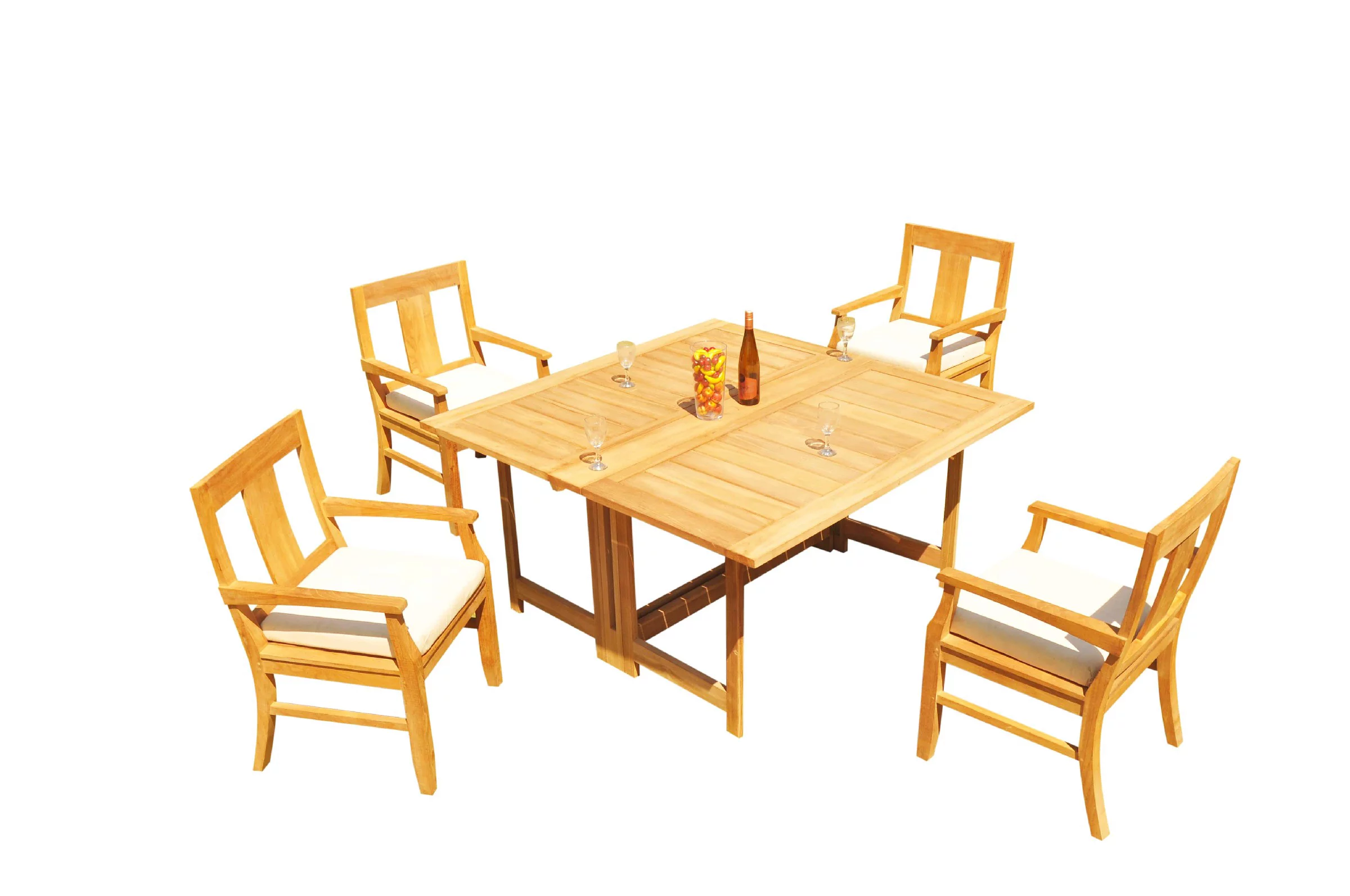 Grade-A Teak Dining Set: 4 Seater 5 Pc: 60