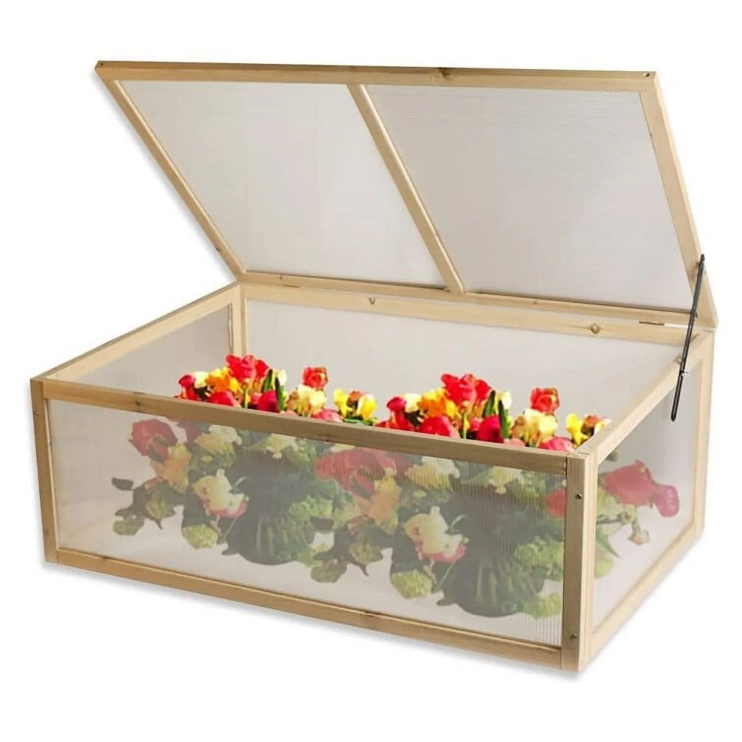 BIGTREE Wooden Cold Frame Greenhouse, Raised Flower Planter Protection Box style 2