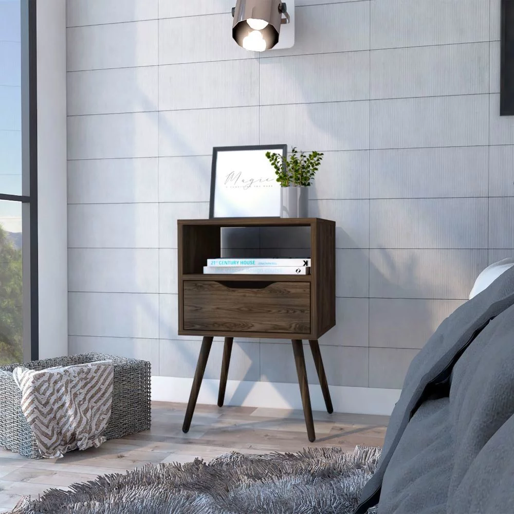 Elegant Dark Walnut Nightstand - 27.16 - Style Your Space