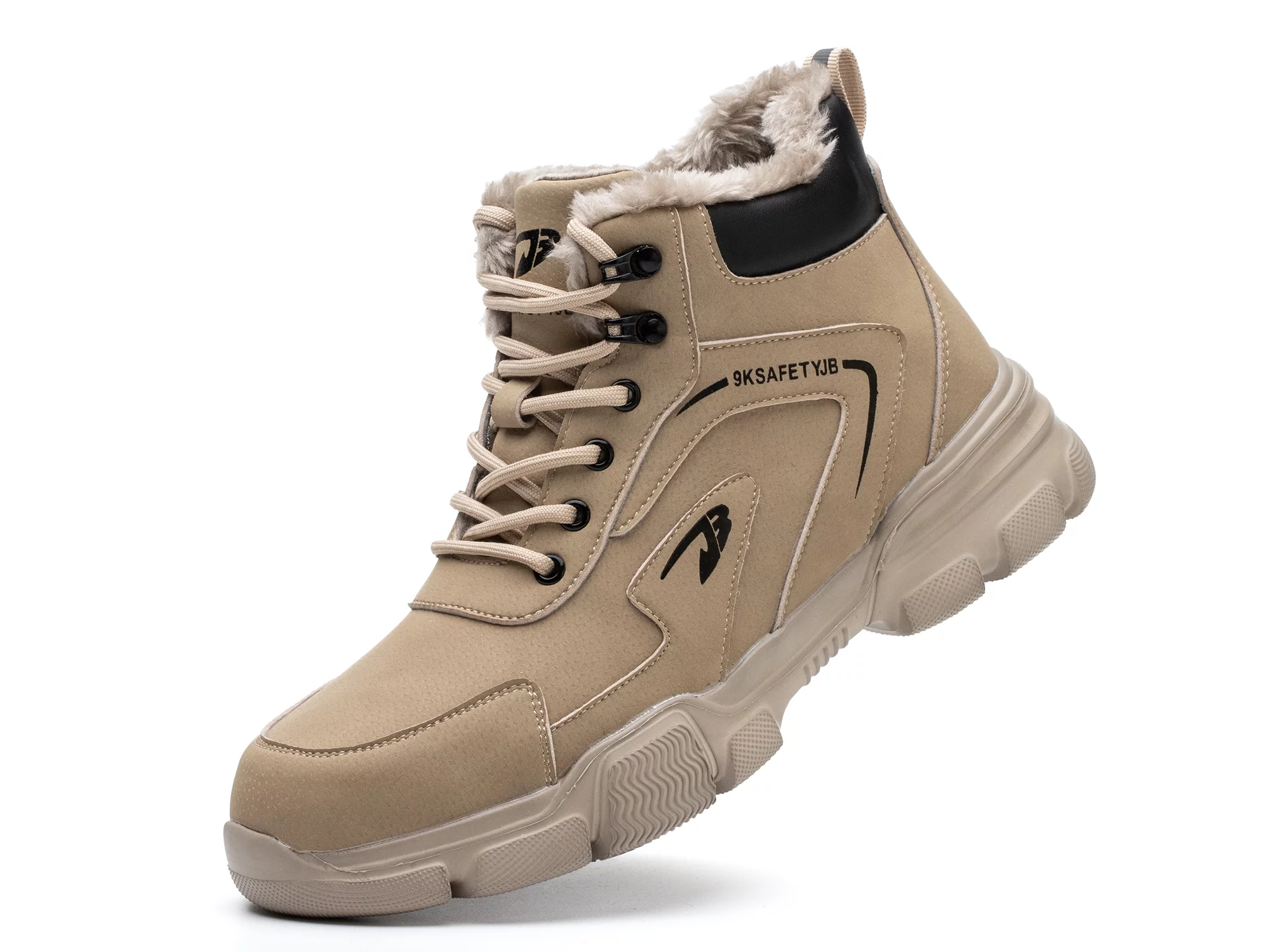 Waterproof Steel Toe Work Boots for Men Women Safety Shoes Faux Fur Lined Industrial Sneakers Winter Hiking Boots