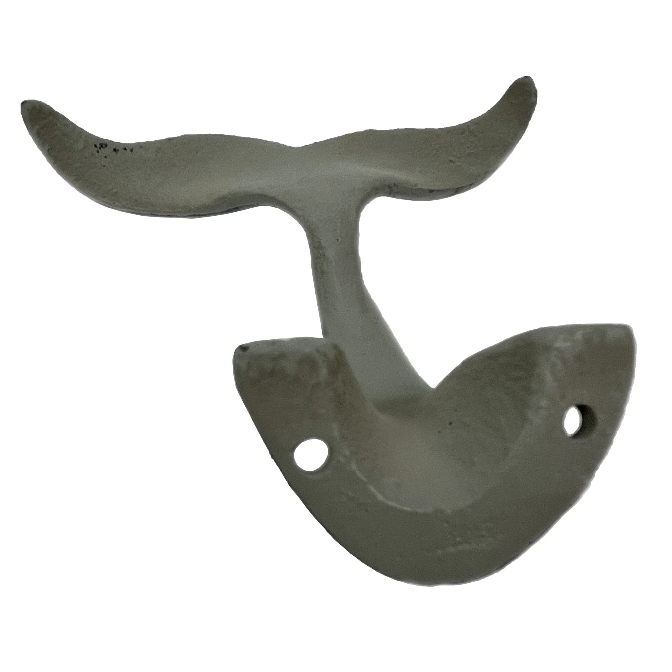Zeckos Set of 3 Cast Iron Nautical Whale Tale Wall Hooks