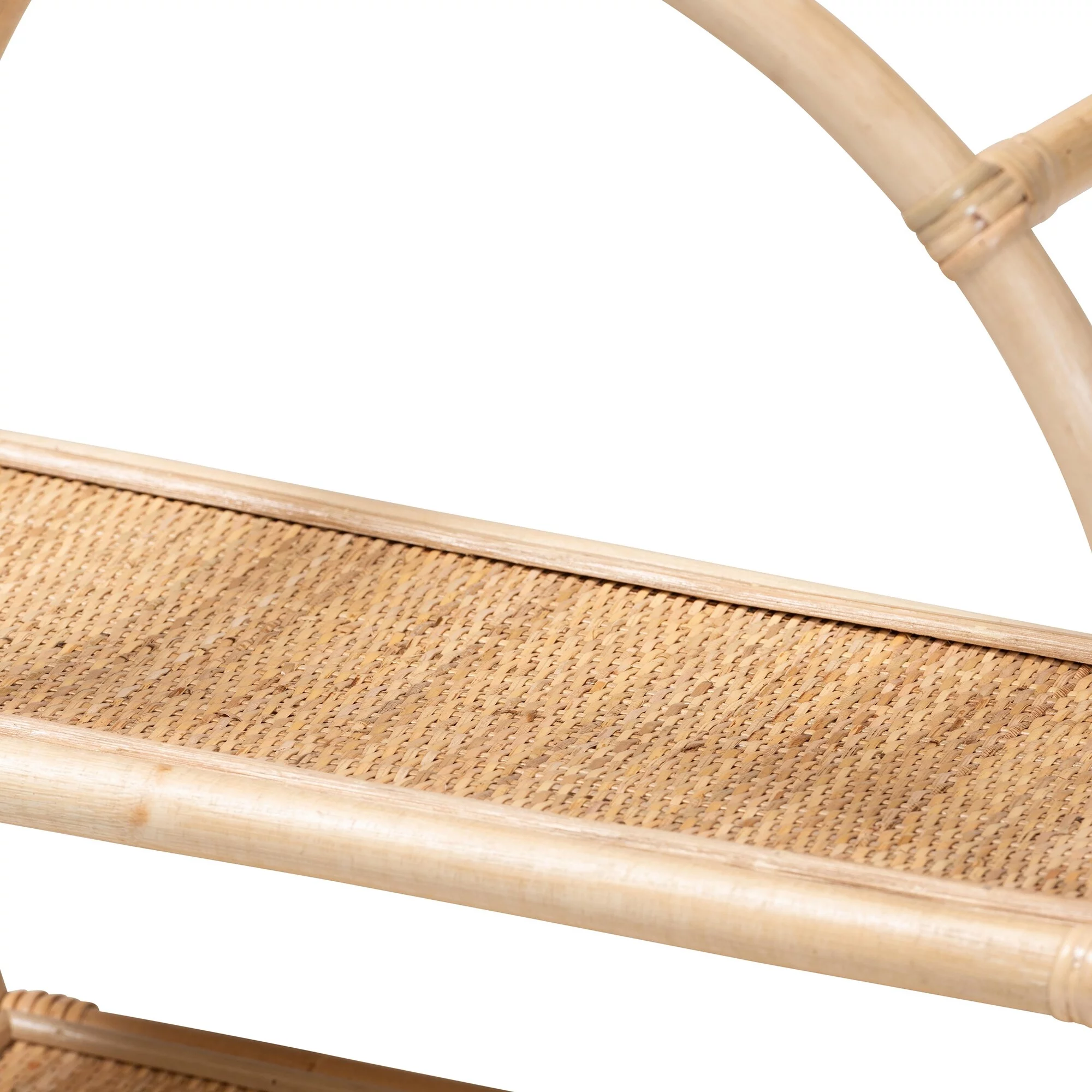 Baxton Studio Ruana Bohemian Natural Brown Finished Rattan 3-Tier Display Shelf