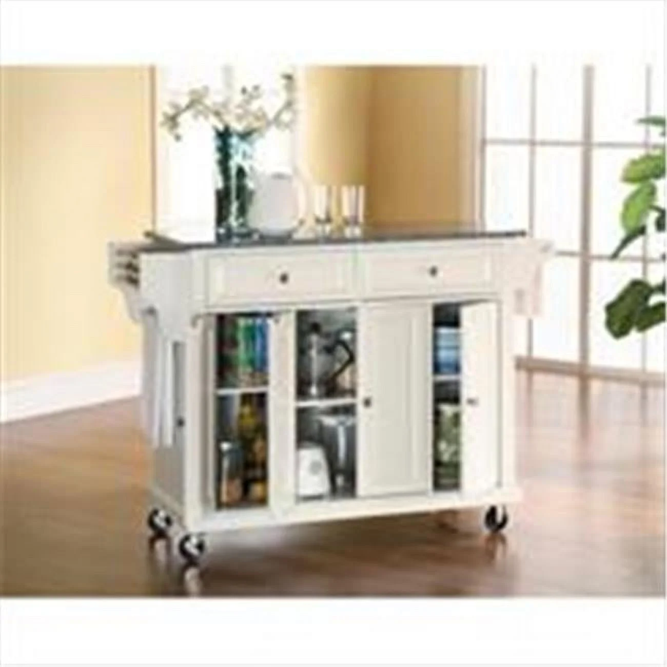 Crosley Furniture  Solid Granite Top Kitchen Cart-Island in White Finish