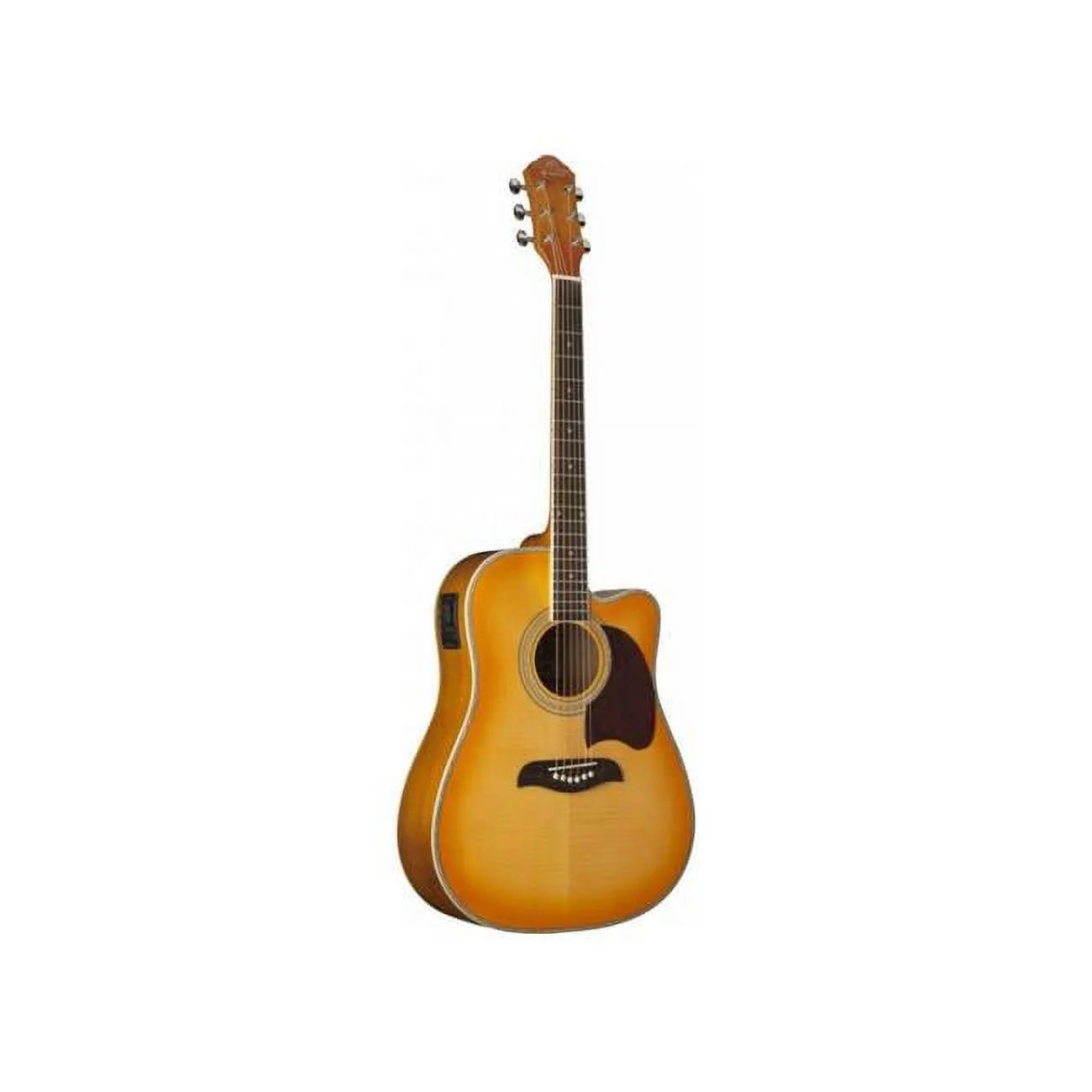 Oscar Schmidt  Dreadnought Acoustic Electric Guitar Flame, Yellow Sunburst