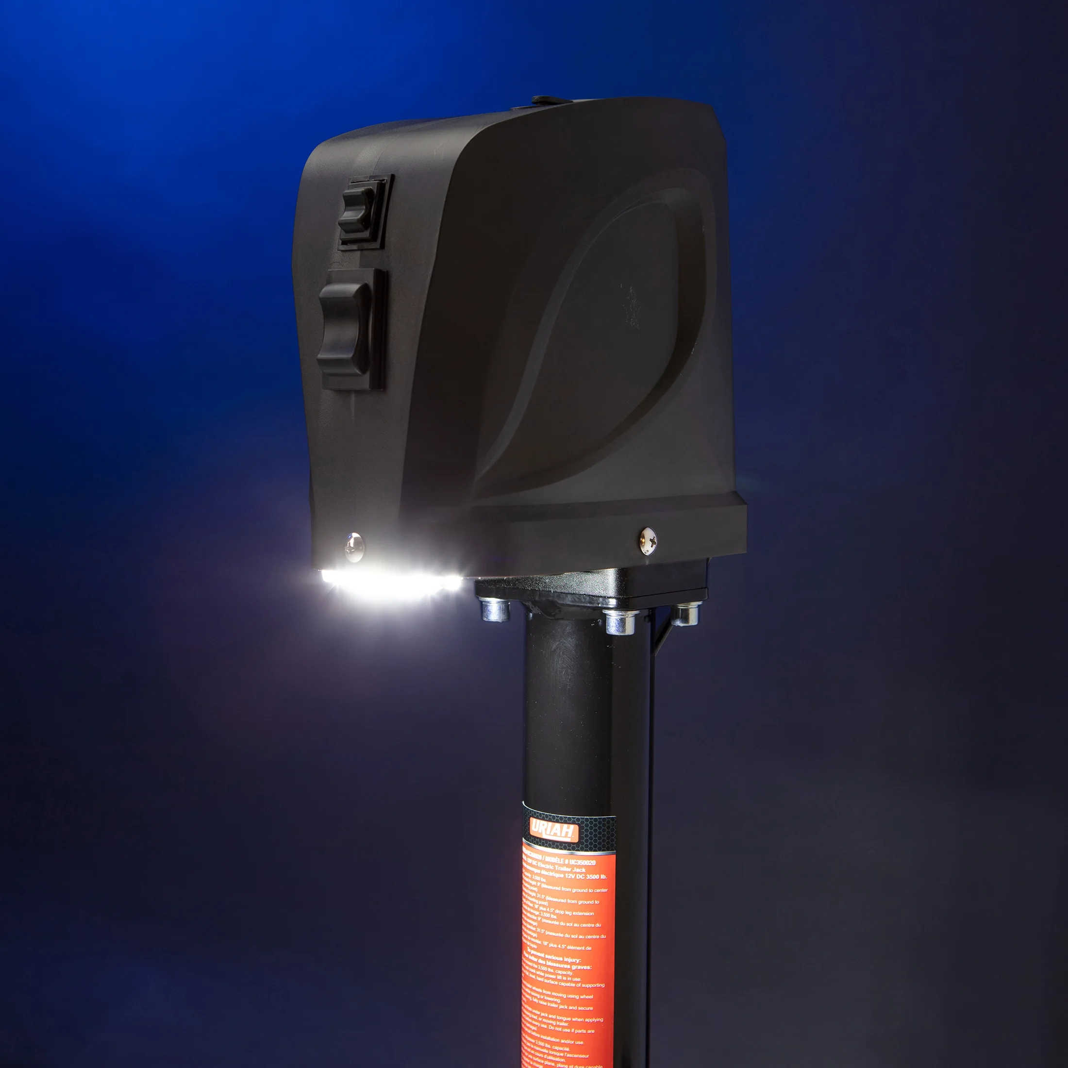 Uriah Products 12V Electric Steel Trailer Jack with Hard-Wire and LED Light -3,500lb (UC350020)