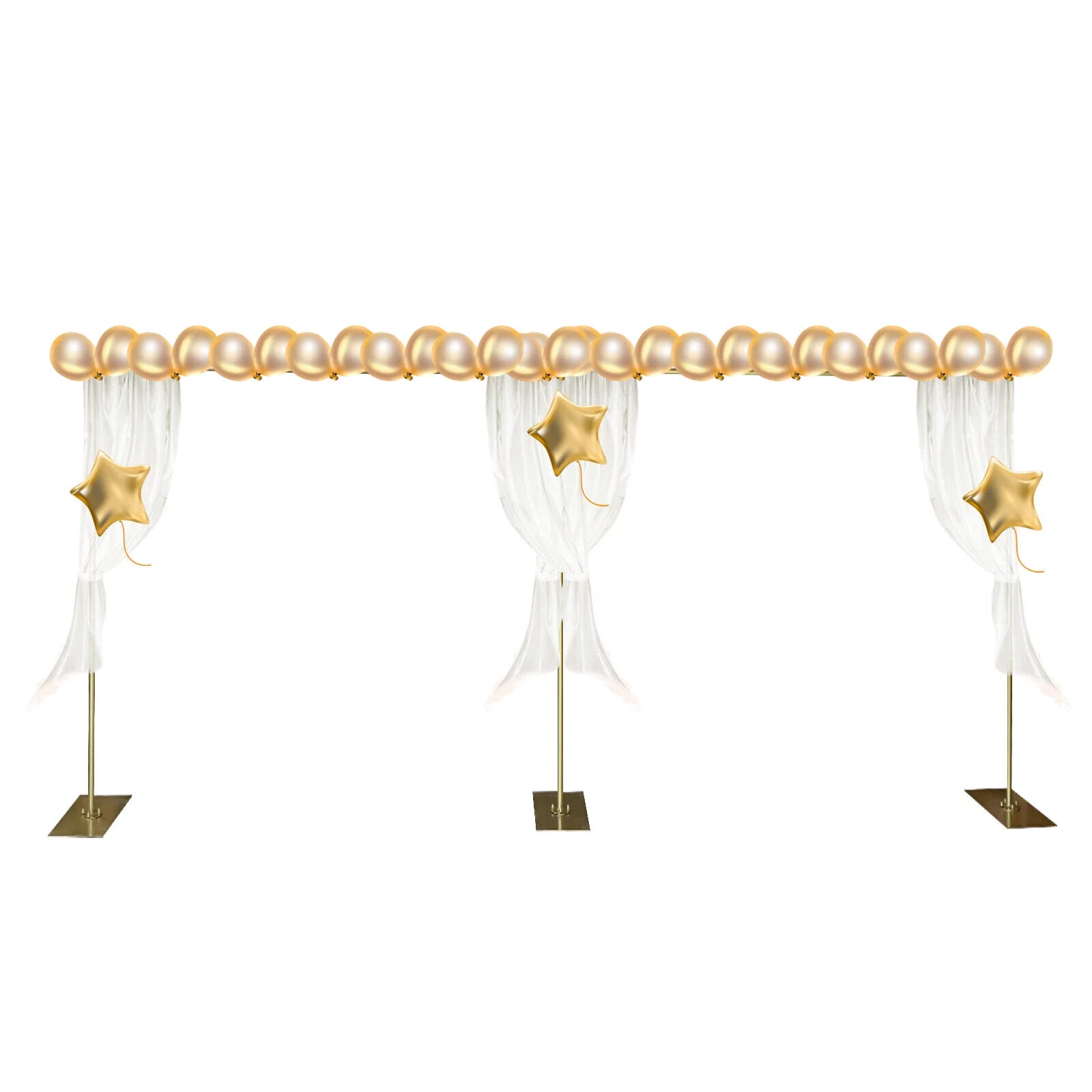 Miumaeov 10ft x 20ft Heavy Duty Backdrop Stand with Metal Base Gold Height Adjustable Pipe and Drape Backdrop Stand Kit Square Metal Arch Frame for Photography Wedding Birthday Party Decorations