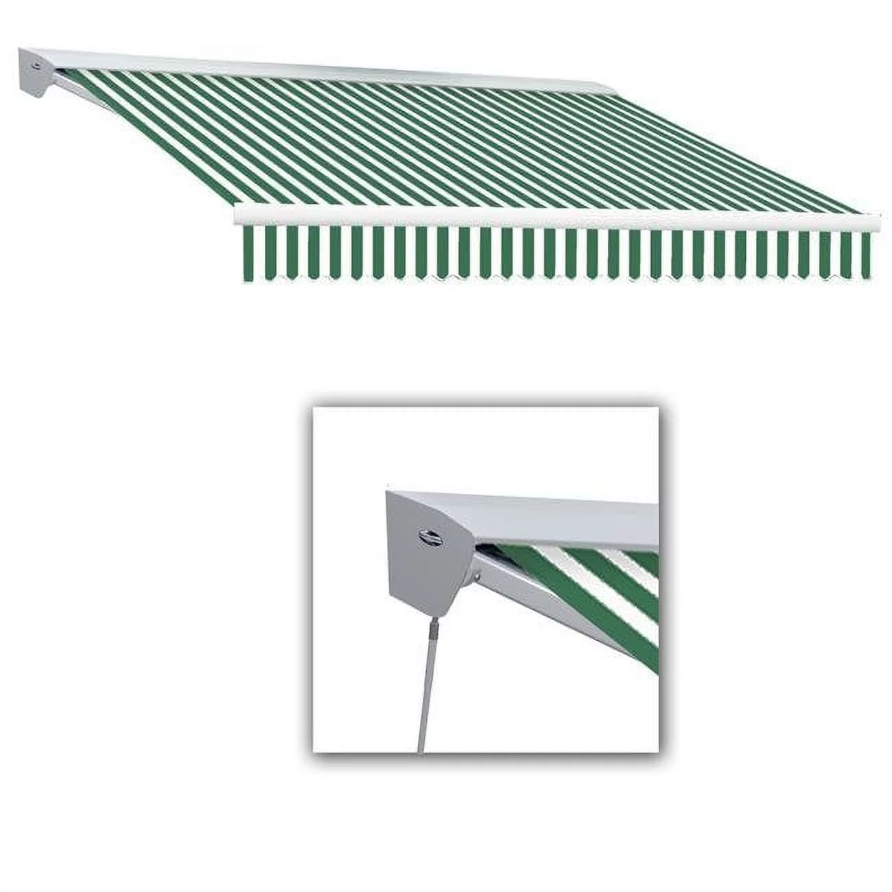 Awntech DM20-US-FW 20 ft. Destin with Hood Manual Retractable Awning, Forest Green & White - 120 in.