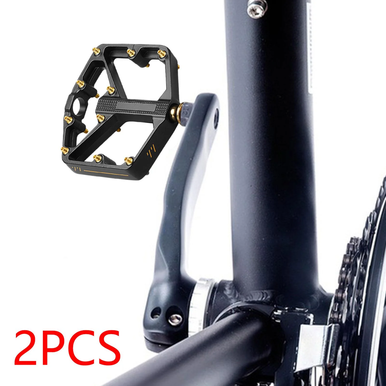 BAOSITY Mountain Bike Pedals Pedals Portable Aluminum Alloy Non Slip Cycling Pedals Width Flat Pedals for Cycling Accessories Gold