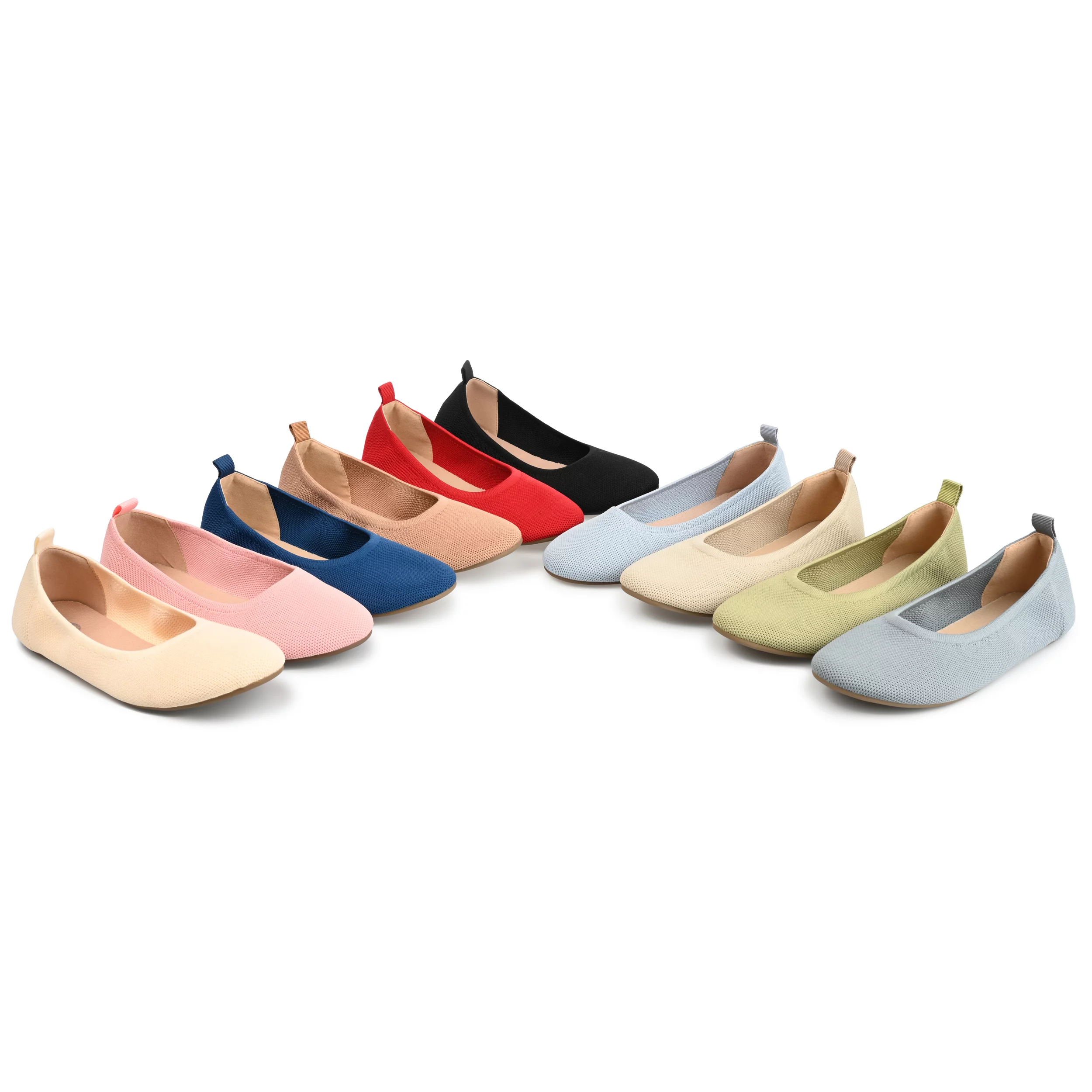 Journee Collection Womens Jersie Knit Foldable Round Toe Slip On Flats