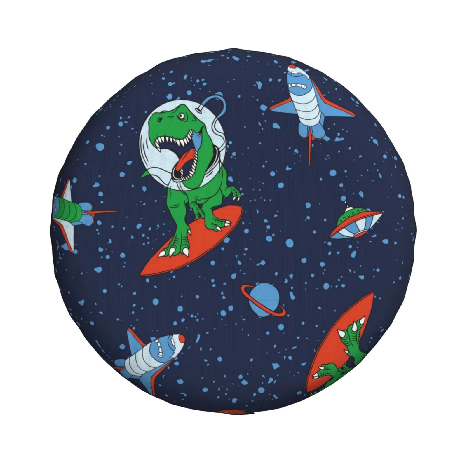Easygdp Dinosaur Astronaut Space Surfing Wheel Sun Guard, Spare Tire Cover,Universal Trailer Suv Truck Camper Travel,Easy To Install And Remove -16 Inch