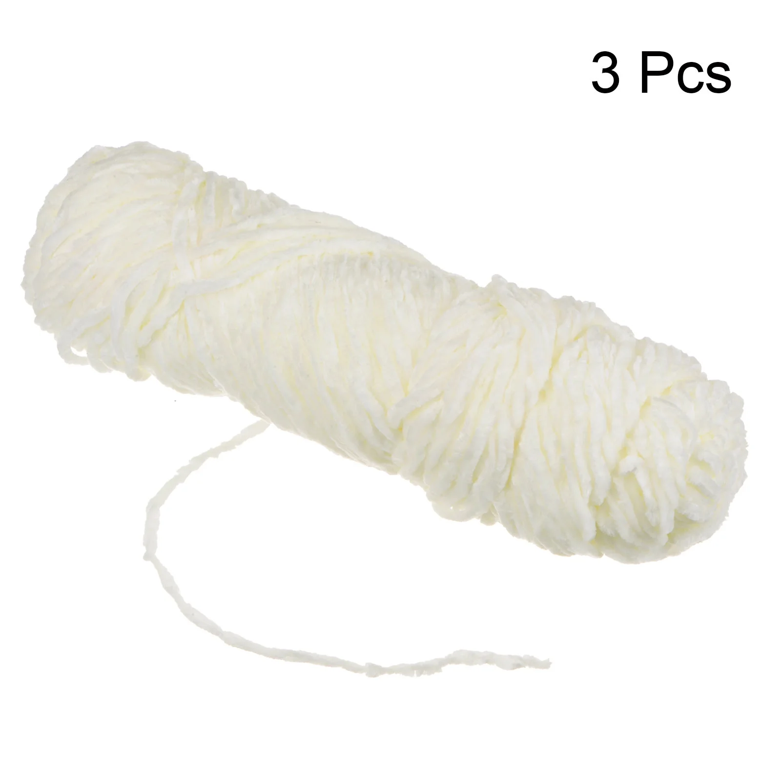 Uxcell 3 Skeins Chenille Yarn Soft Blanket Yarn 3x100gr/3.5oz (3x131yds) Polyester Velvet Knitting Cream
