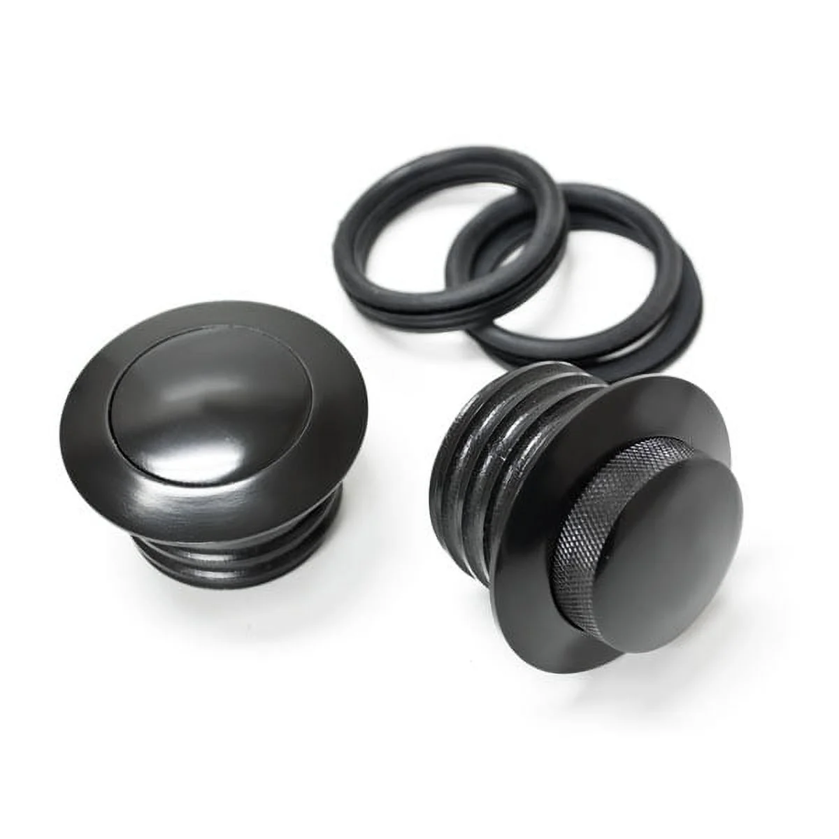 Krator Dual Black Pop Up Gas Cap Vented Flush Fuel Tank Compatible with 1996-2006 Harley Davidson FLHRI Road King