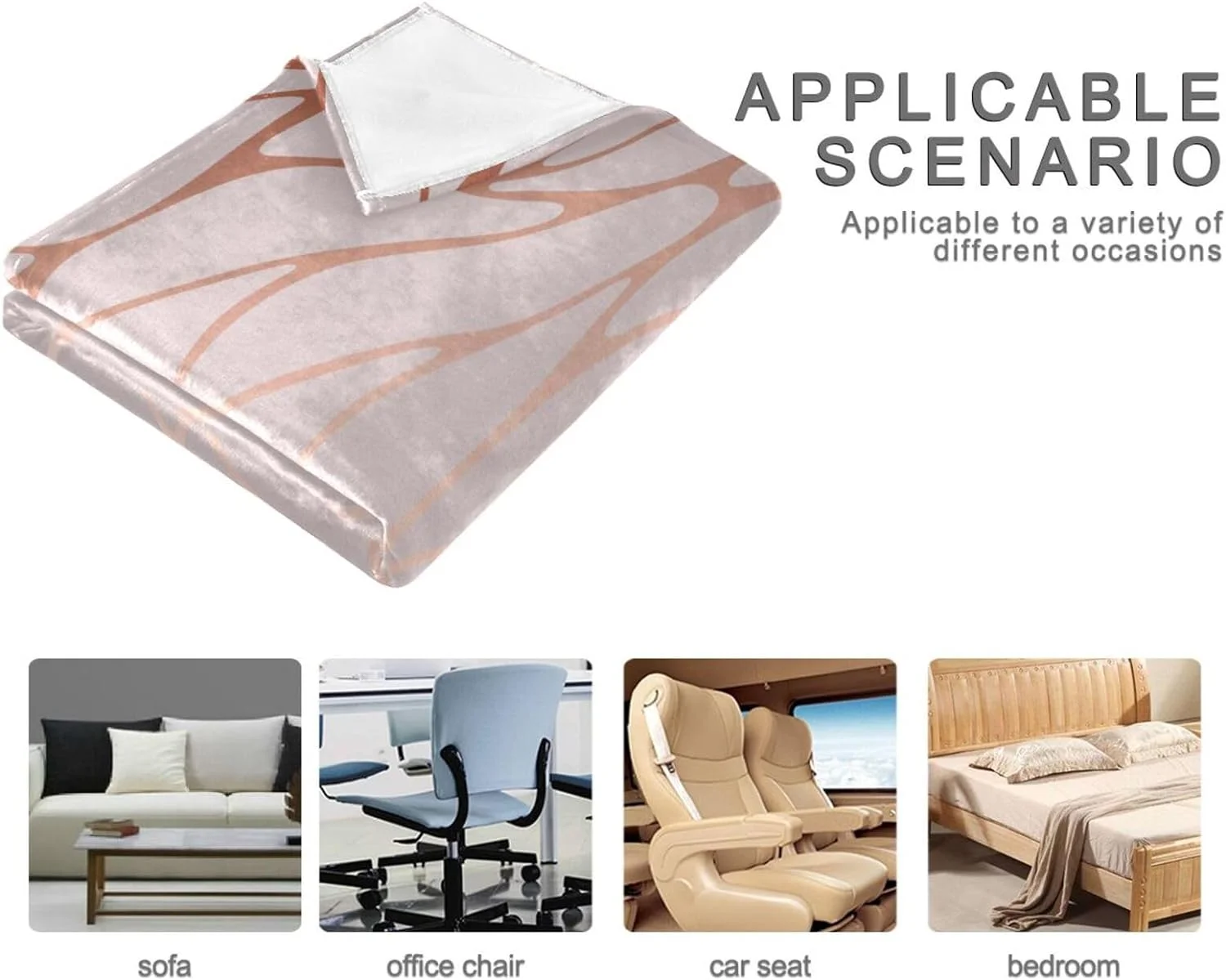 Wellsay Rose Gold Marble Soft Warm Fuzzy Throw Blanket 50