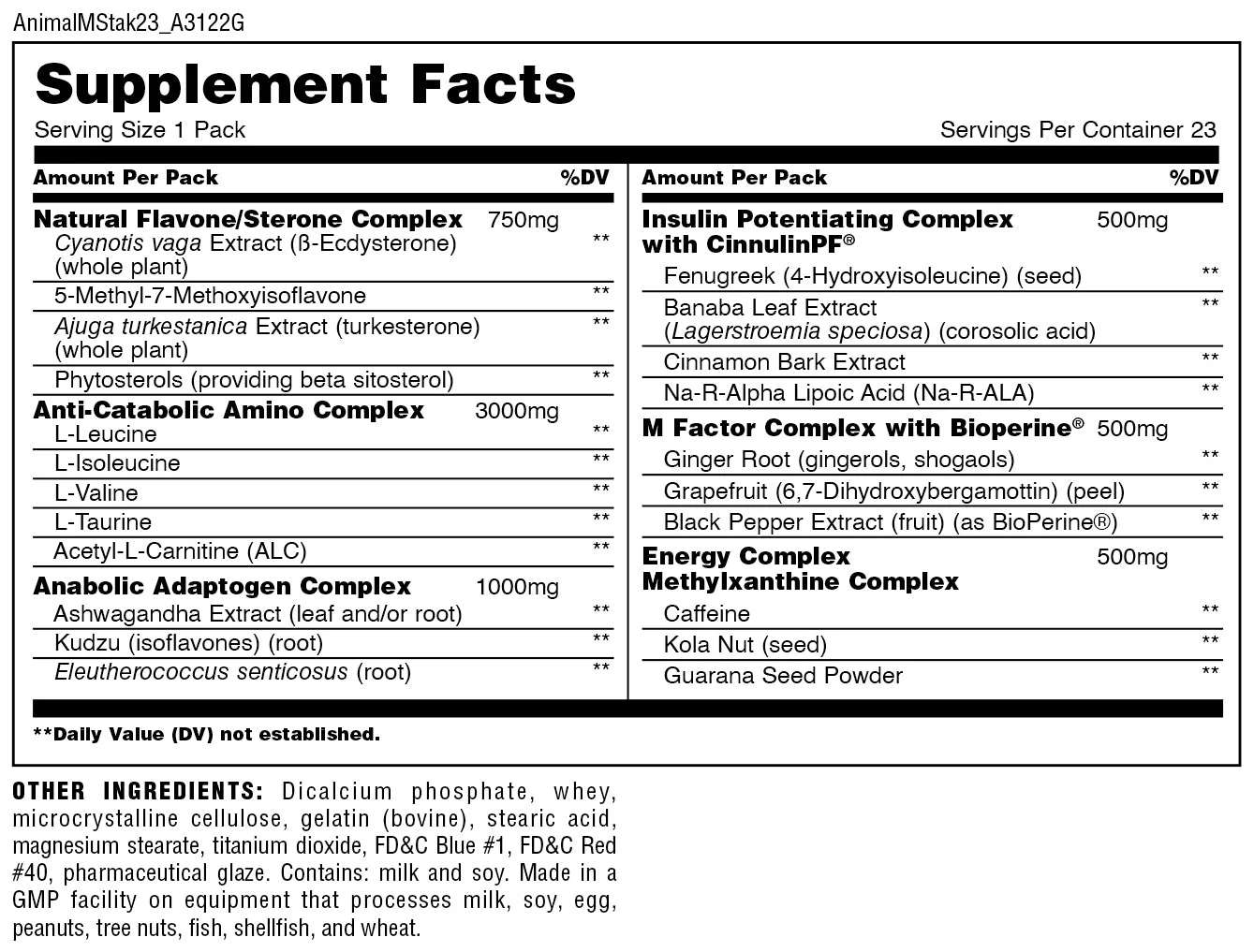 Universal Nutrition Animal M-Stak With Free T-Shirt Inside Dietary Supplement - 21 Packs
