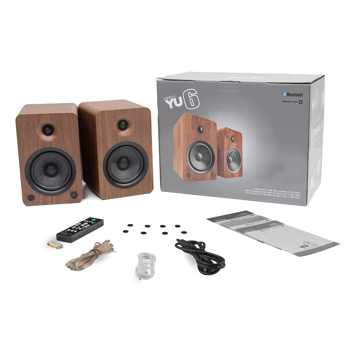 Kanto YU6 Powered Bookshelf Speakers with Built-In Bluetooth - Pair (Walnut)