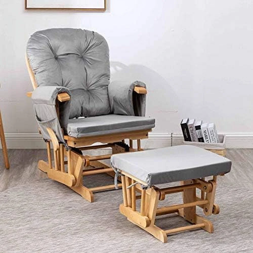 SJOLKMN Glider Rocker Replacement Cushions with  Velvet Washable Non Slip for Glider Rocking Chair  5PCS  Pink