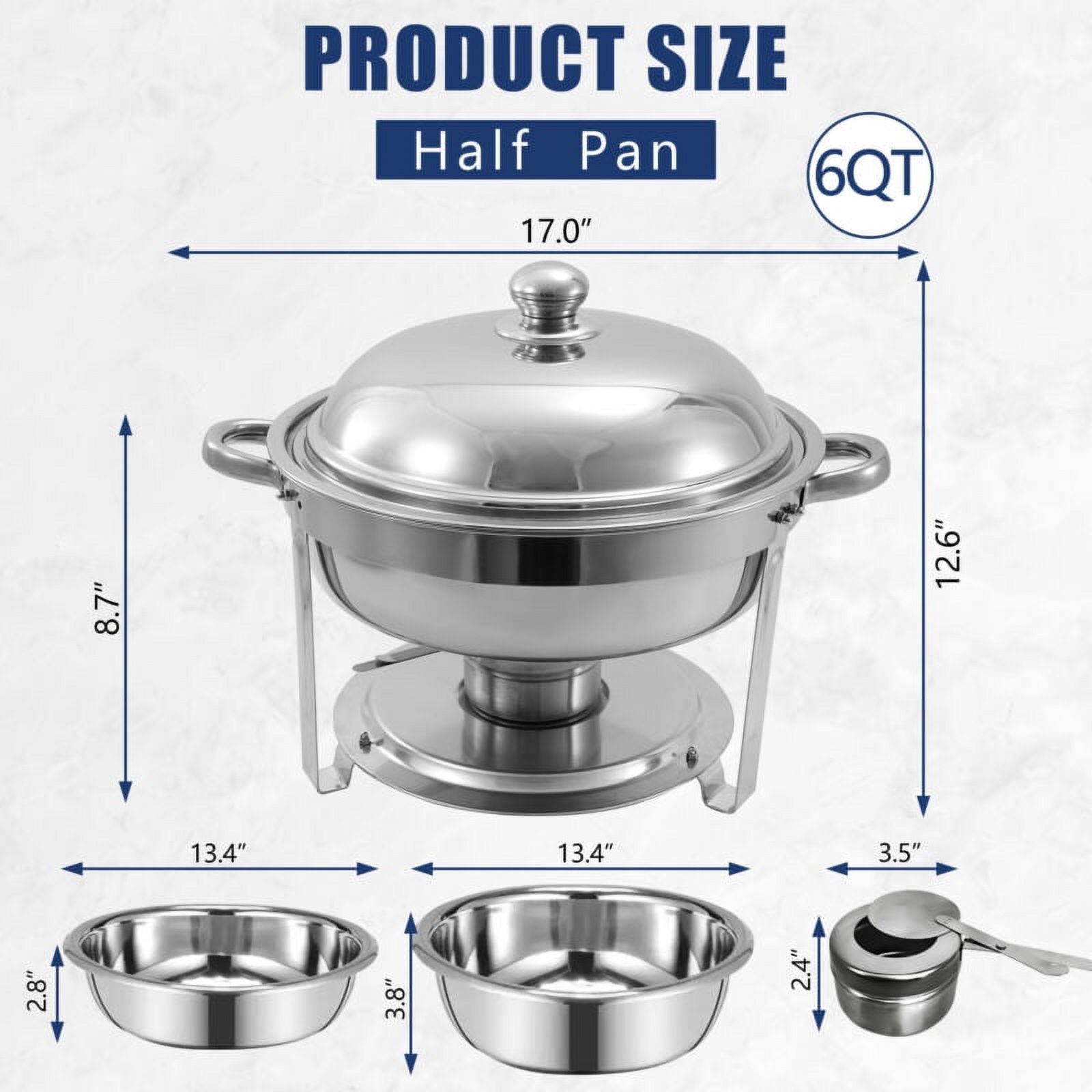 JSTUOKE Chafing Dish Set 8 Pack,4 Full Pan Rectangular 8QT+4 Round 6QT for Catering Party Festival