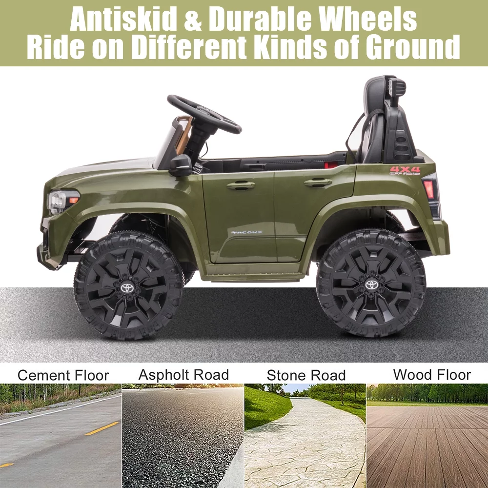 uhomepro Green 12 V Toyota Tacoma Kids Powered Ride On Car with Remote Control, MP3 Player