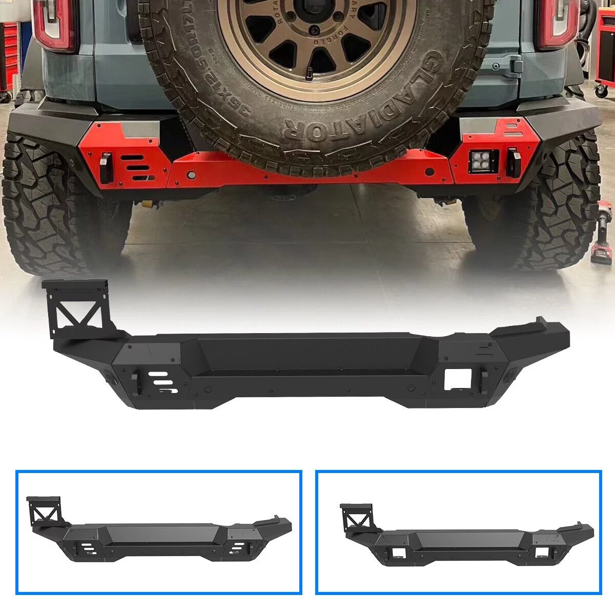 For 2021-2023 Ford Bronco Rear Bumper Assembly w/DIY Detachable Decorative Panel