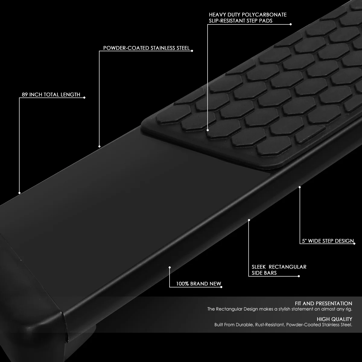 DNA Motoring STEPB-ZTL-8241-SSBK For 1999 to 2016 Ford F-250/F-350/-F450/F-550 Super Duty Crew Cab 5
