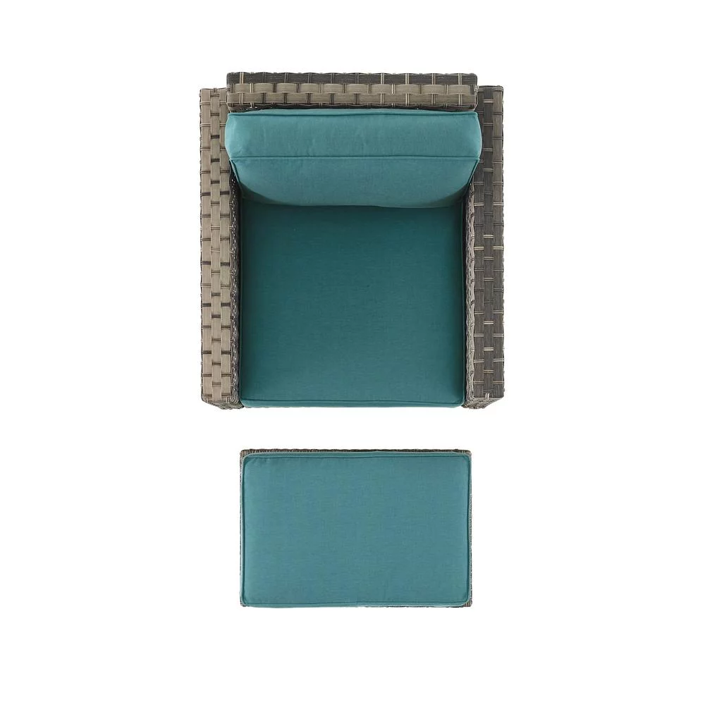 Crosley Furniture Prescott 2-PC Wicker Patio Arm Chair Set in Mineral Blue/Brown