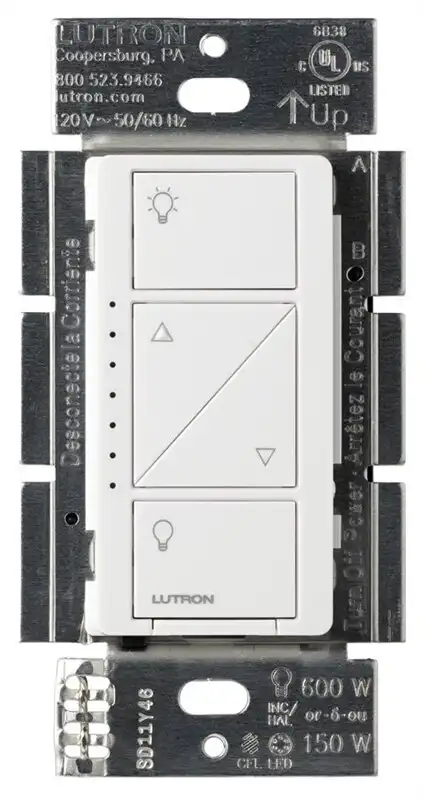 Lutron PD-6WCL-WH-R Caseta Smart Lighting Dimmer, 1 -Pole, 120 Volt, 434 Megahertz, White