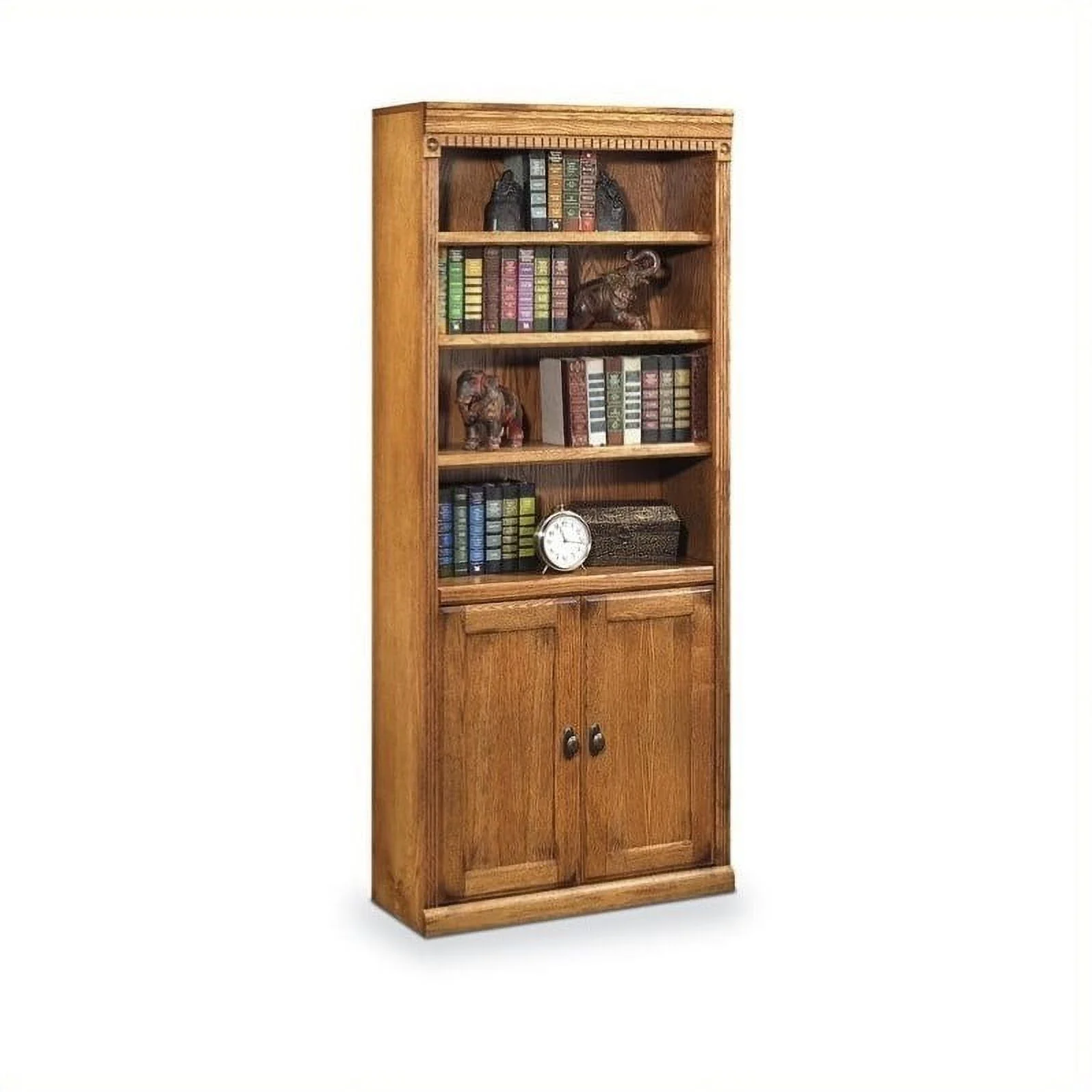 Bowery Hill Transitional Brown Oxford Wood Bookcase With Lower Doors Natural