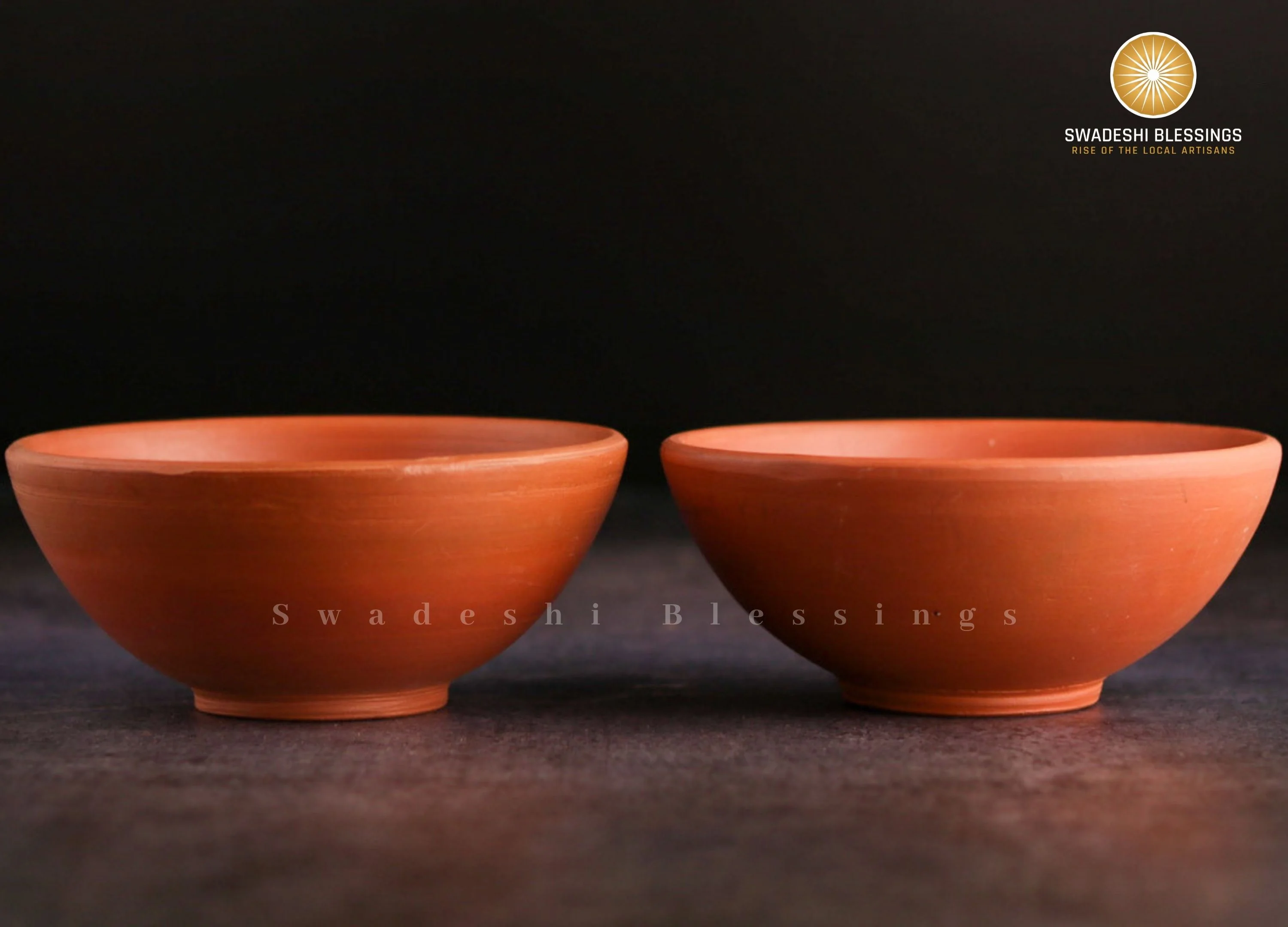 Swadeshi Blessings Unglazed Clay Serving Bowl Set of 2/ Terracotta Bowls
