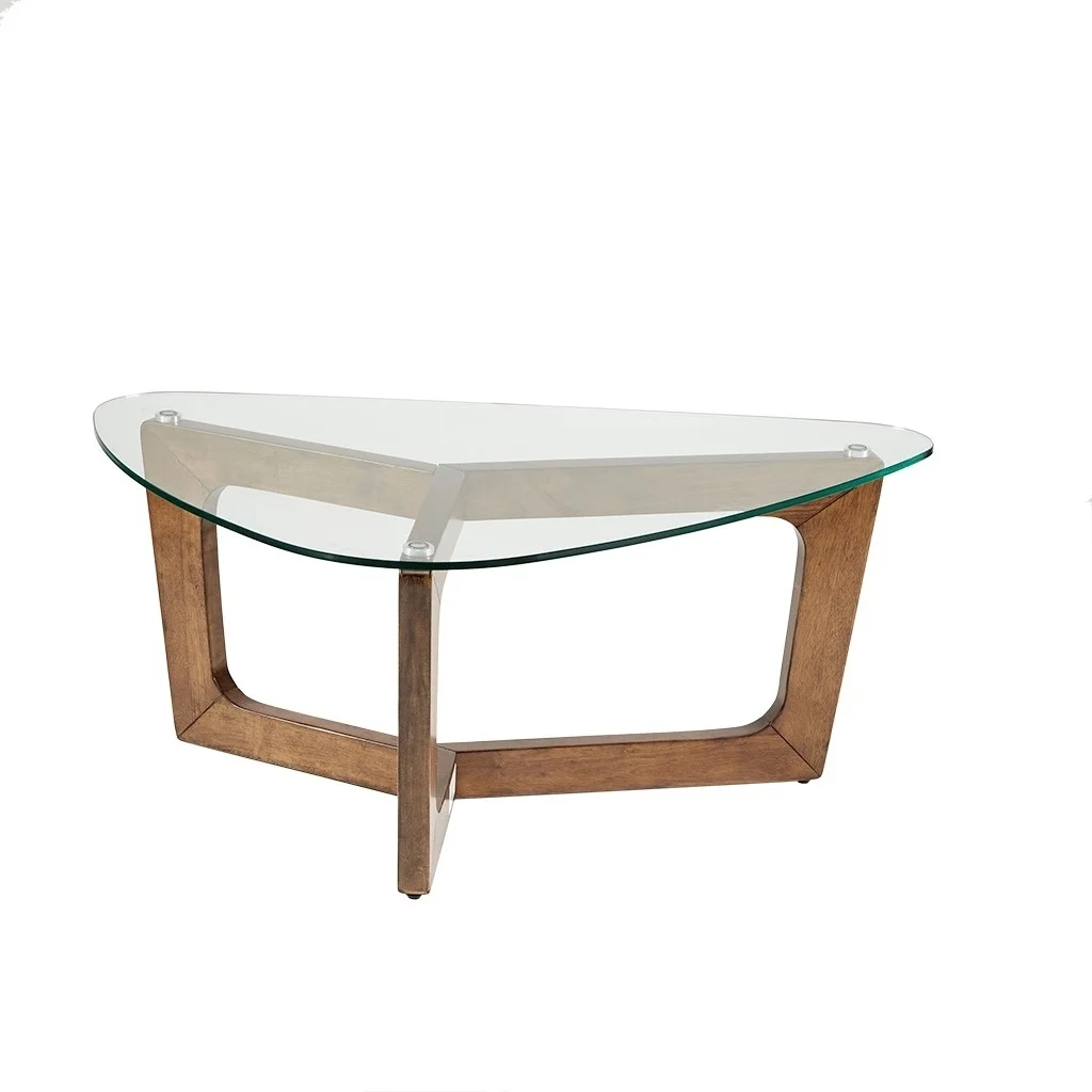 Gracie Mills Lainey Modern Triangle Coffee Table with Solid Wood Frame - GRACE-9703