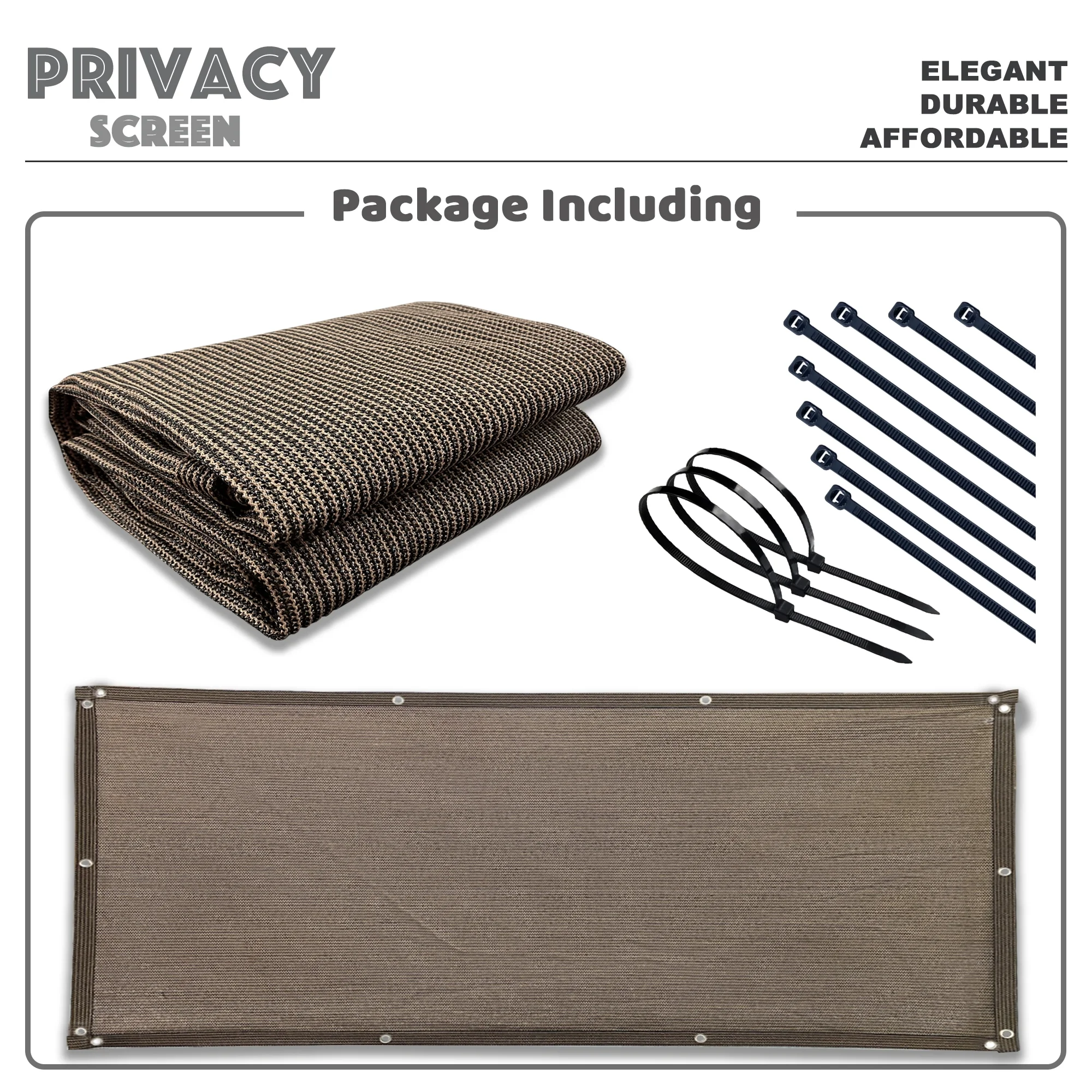 4ft Tall Commercial Elegant Privacy Screen for Deck, Patio, Balcony, Fence, Porch, Railing Brown 4' x 4'