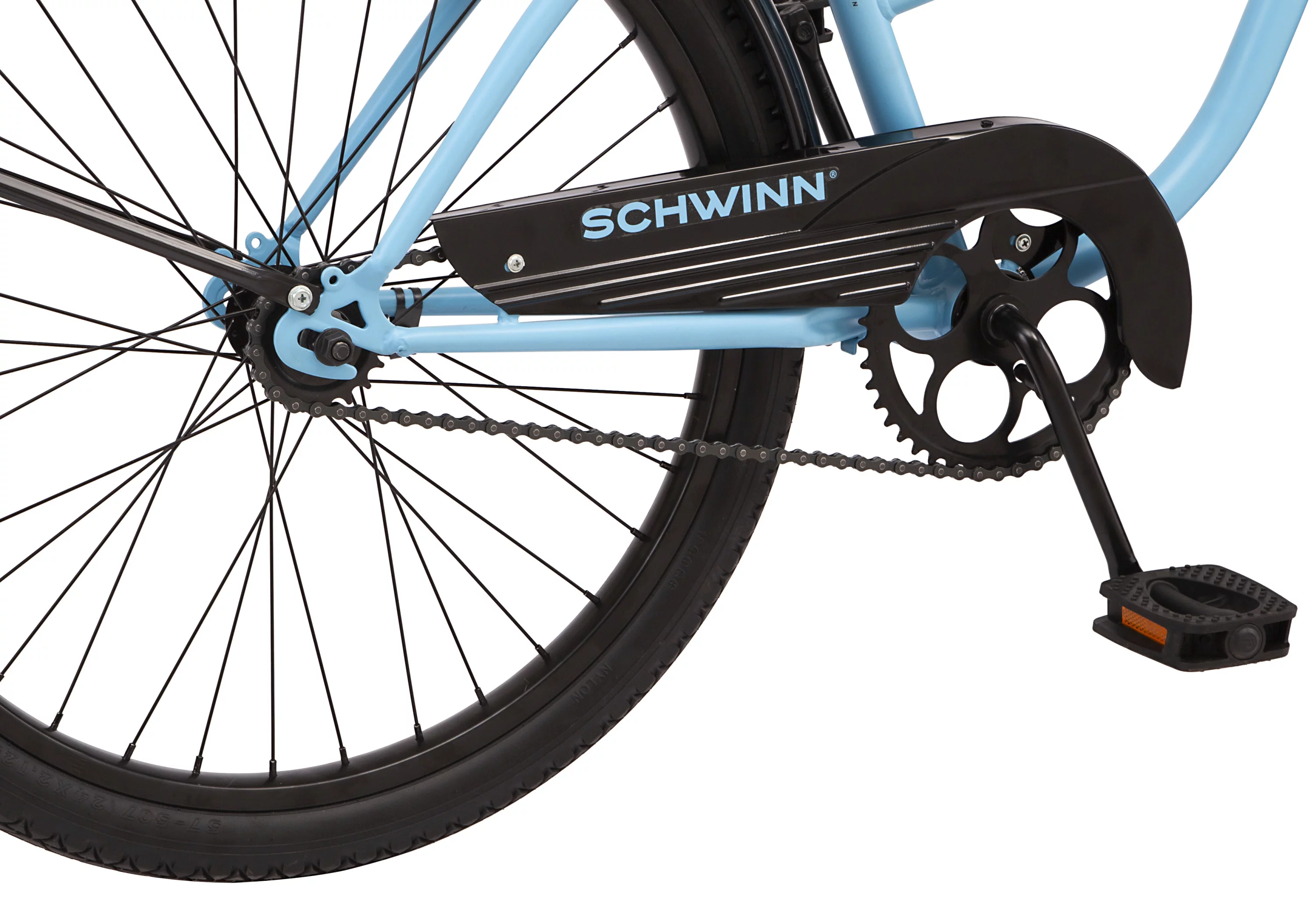 Schwinn Siesta cruiser bike, single speed, 24-inch wheels, sky blue, girls style