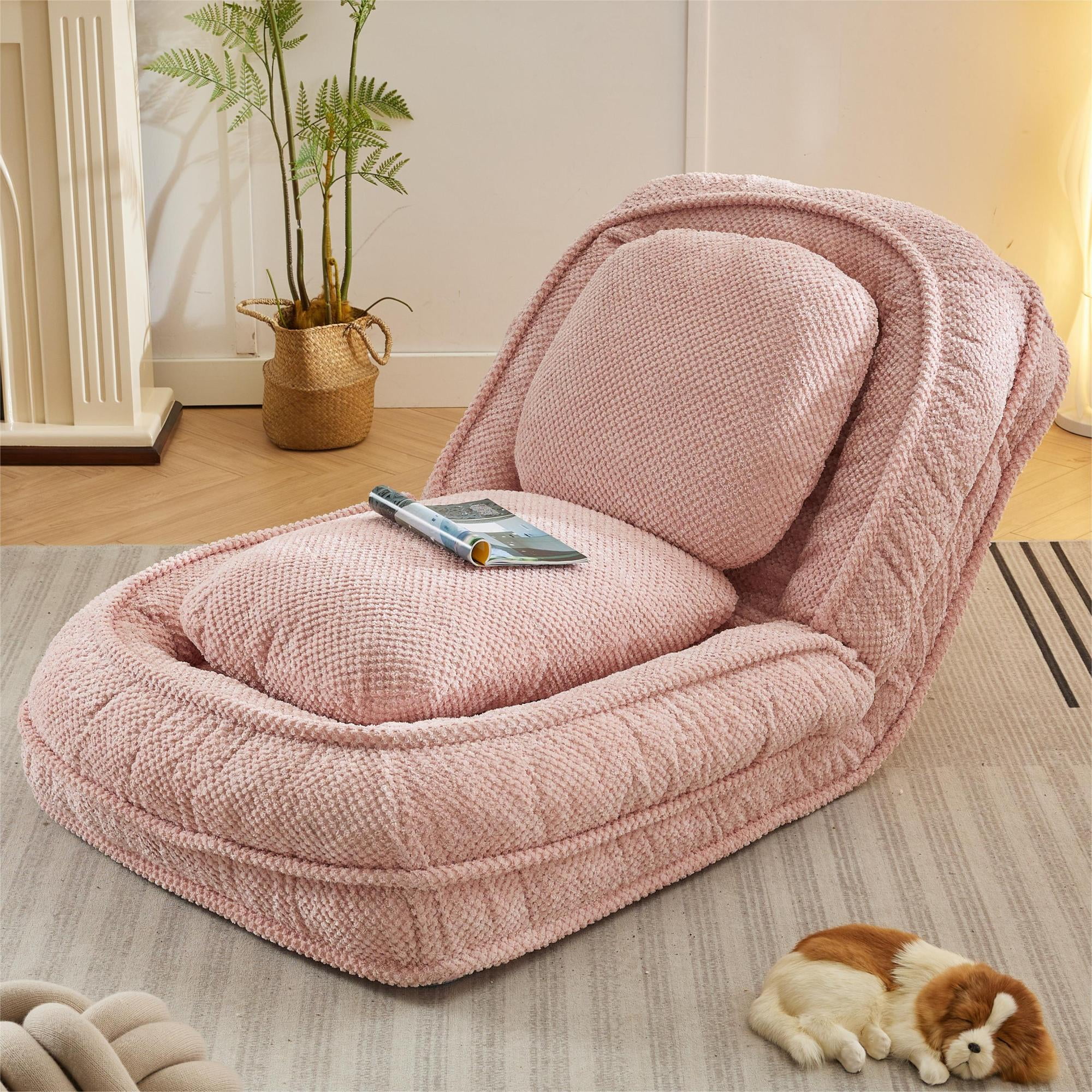 Dawn Whisper Human Dog Bed, Lazy Sofa Couch, 5 Adjustable Position for Living Room, Bedroom, Space Saving Design, Pink