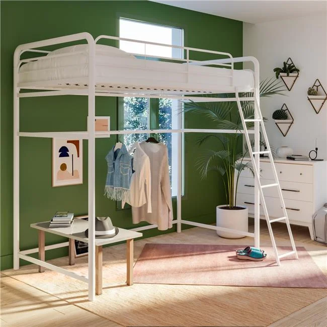 DHP DE55075 AVI Closet Storage Loft Bed, White - Twin Size
